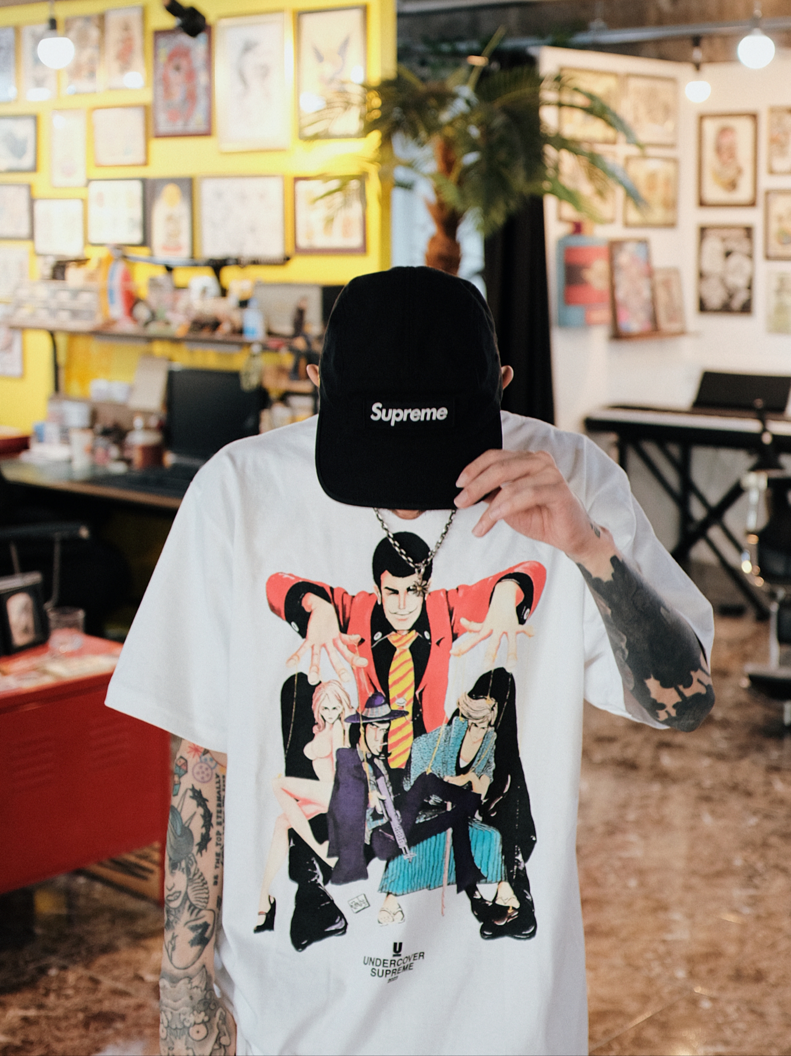 Supreme x Undercover Lupin T-Shirt White - 23SS 착용 스타일 - 2