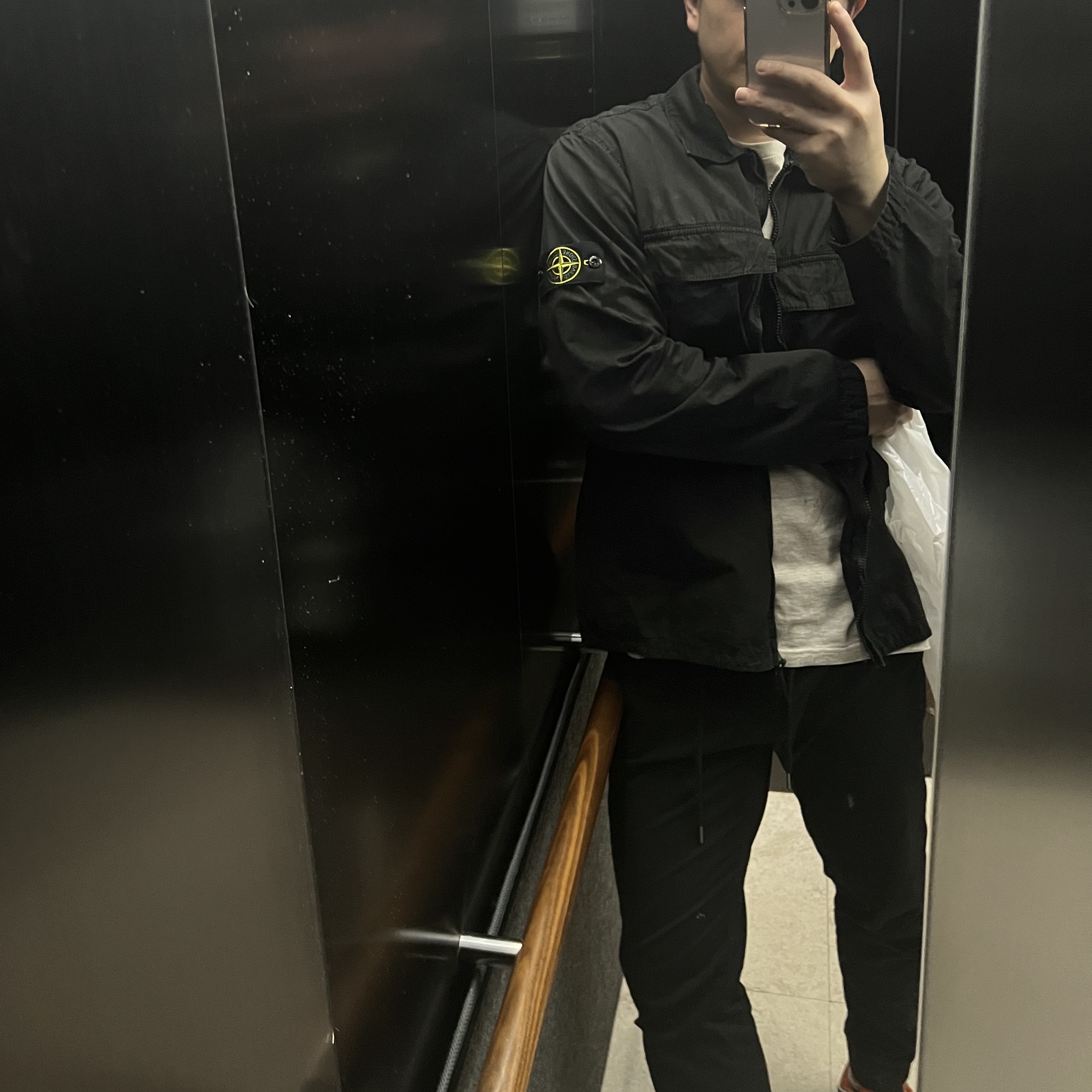 Stone Island 114WN T.CO+OLD Overshirt Black - 22SS 착용 스타일
