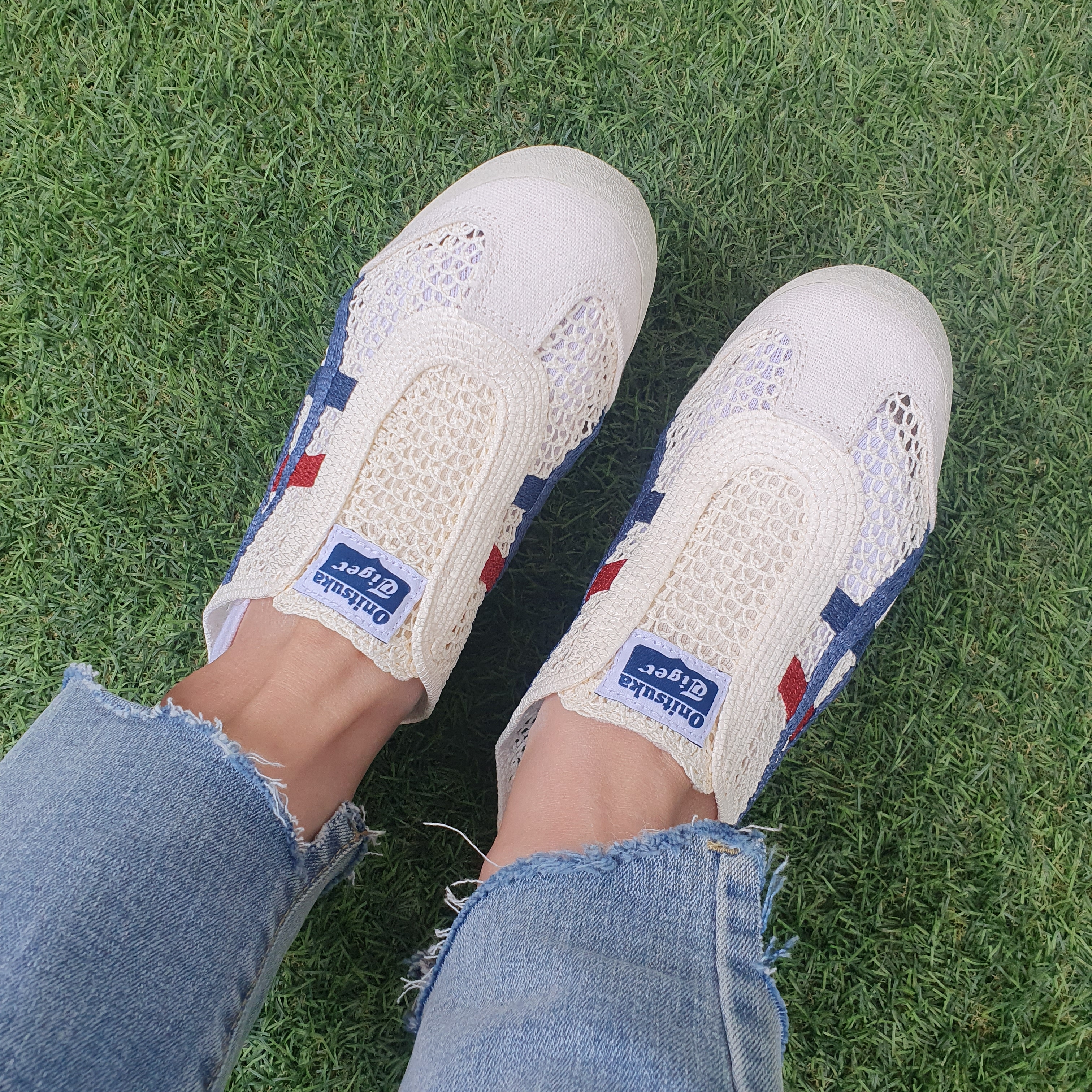 Onitsuka Tiger Mexico 66 Sabot Cream Mako Blue 착용 스타일