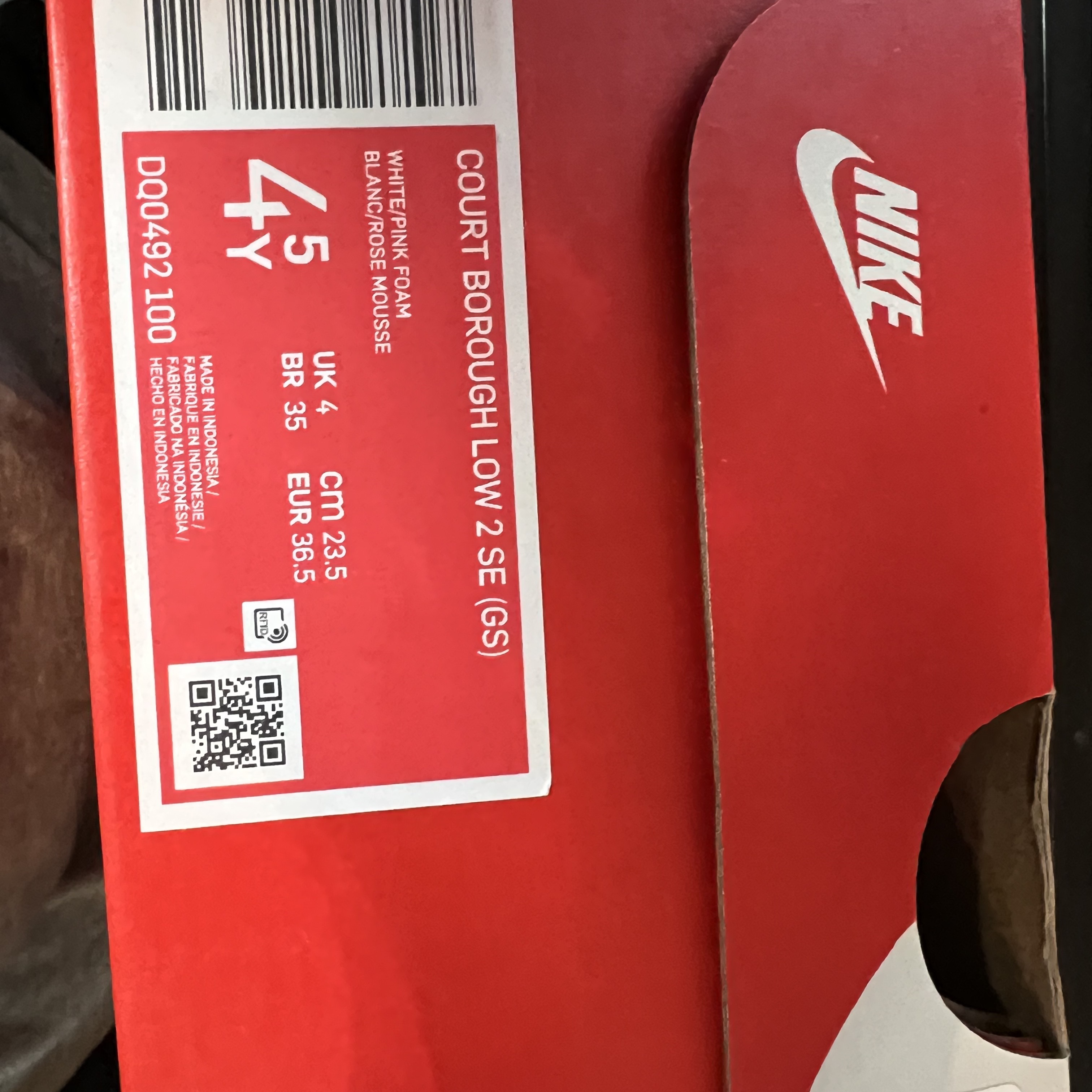 (GS) Nike Court Borough 2 SE White Pink Foam 착용 스타일