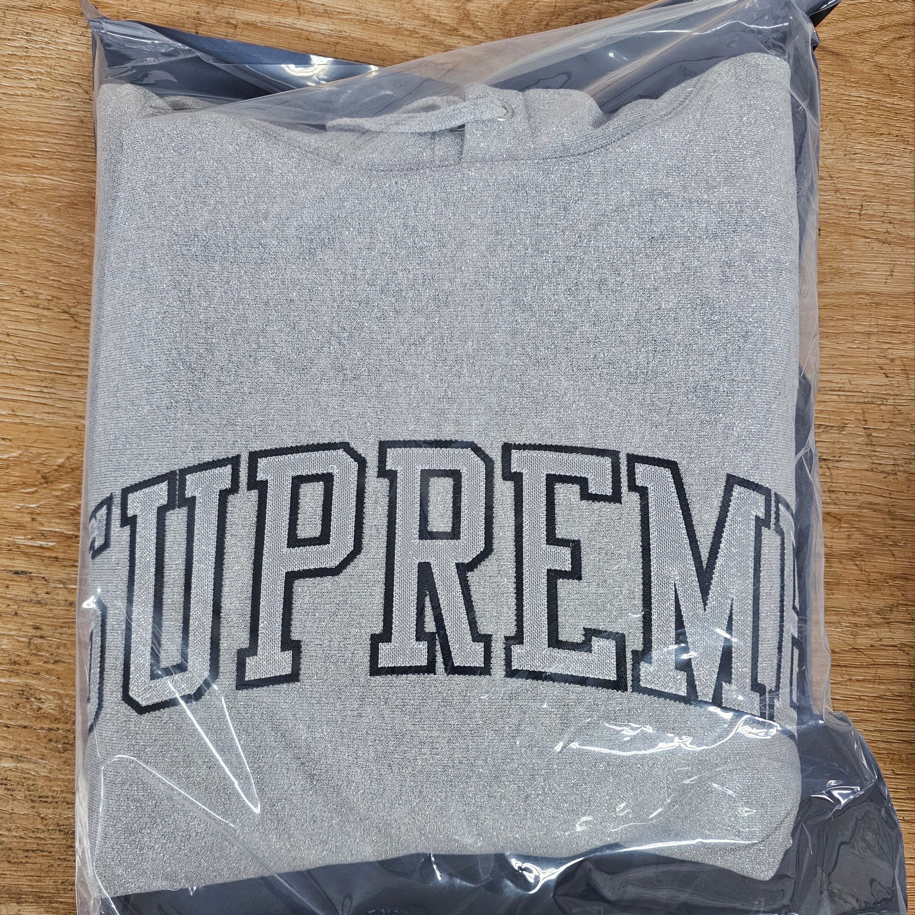Supreme Glitter Arc Hooded Sweatshirt Heather Grey - 23SS 착용 스타일