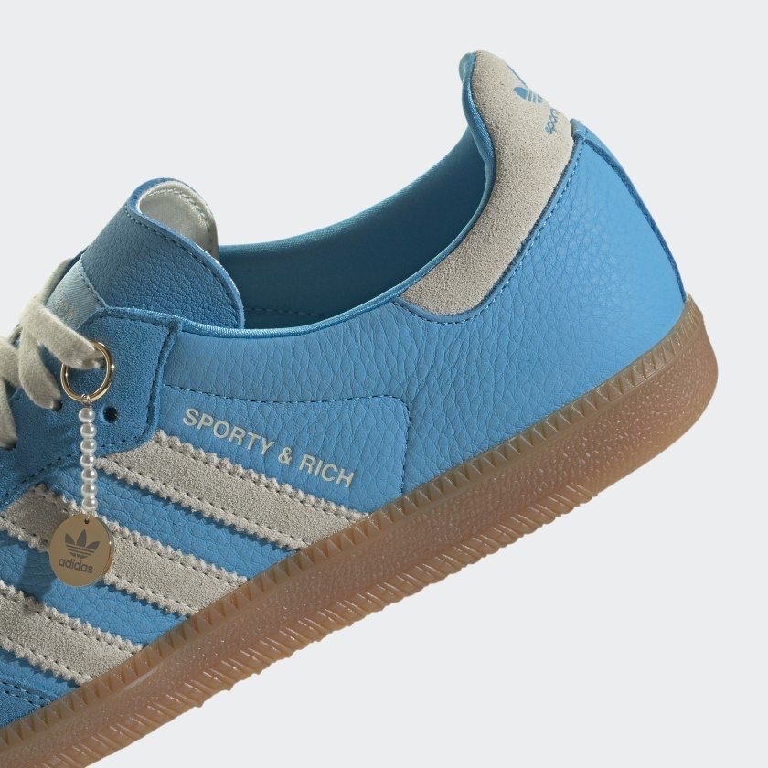 Adidas x Sporty & Rich Samba Blue Rush Cream White, Adidas x Sporty & Rich Samba Cream Blue 착용 스타일 - 5