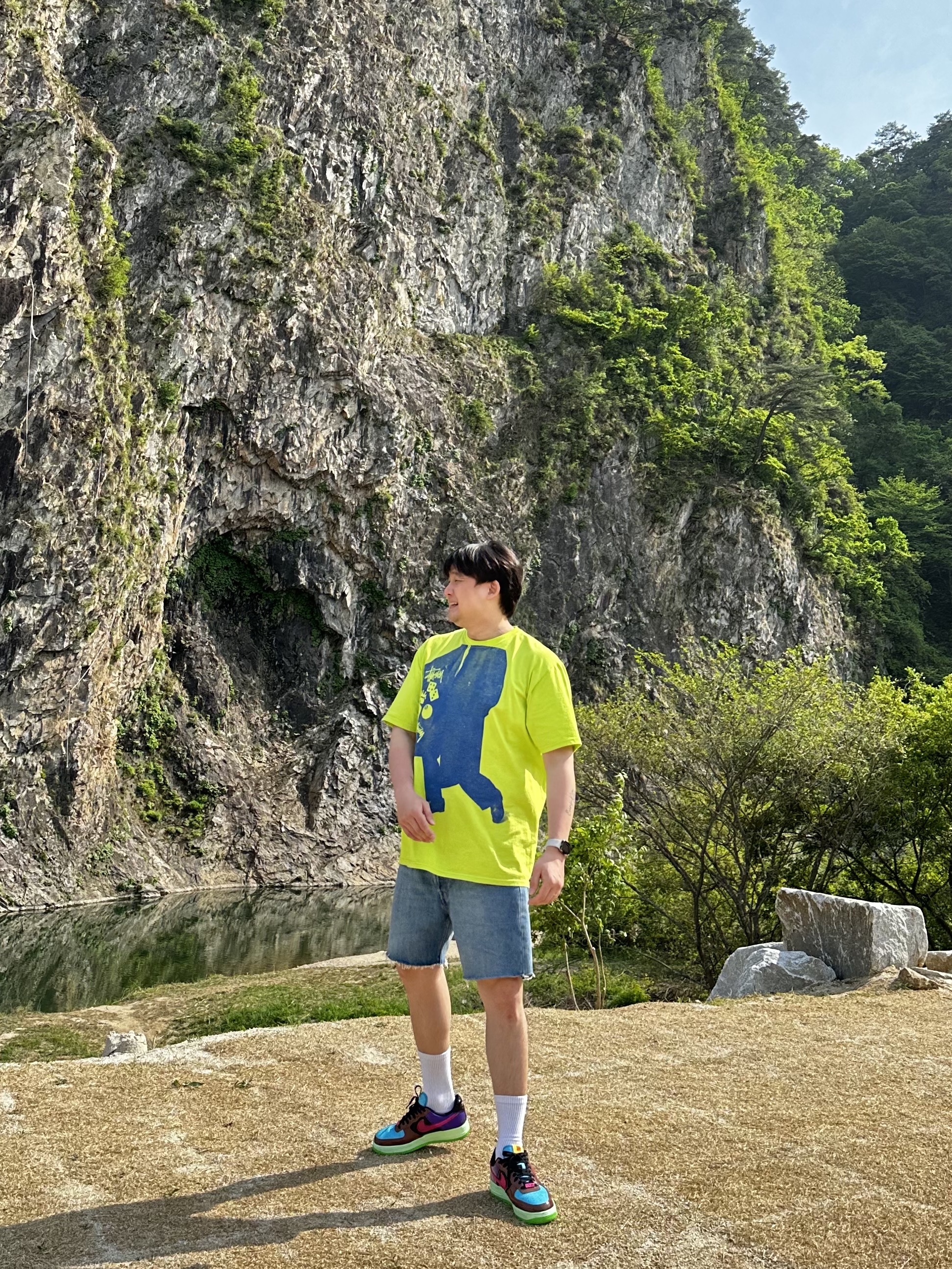 스투시 왓츄 니드 티셔츠 키라임 착용 스타일 - 2