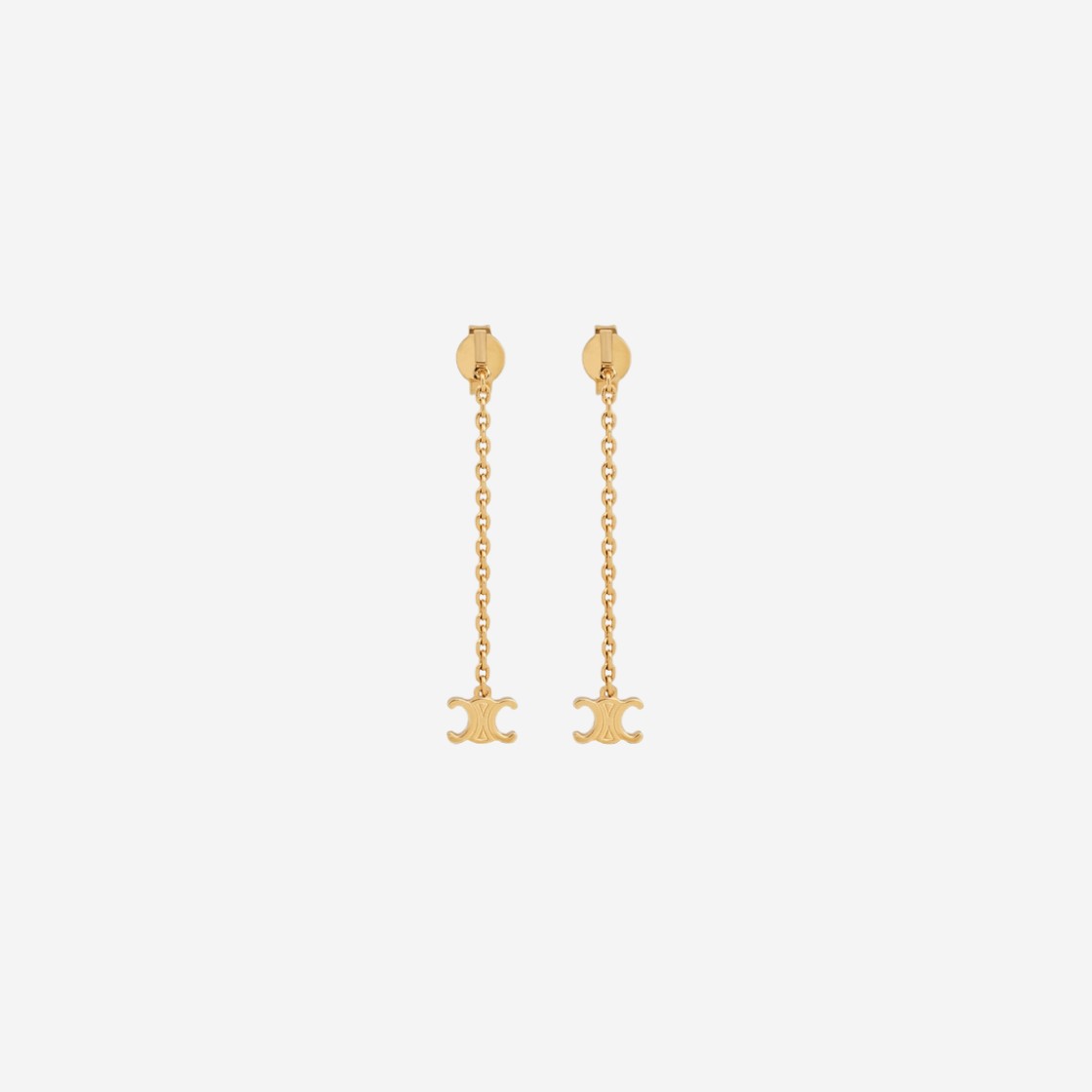 (W) Celine Triomphe Mini Earrings in Brass with Gold Finish Gold 상세 이미지 1