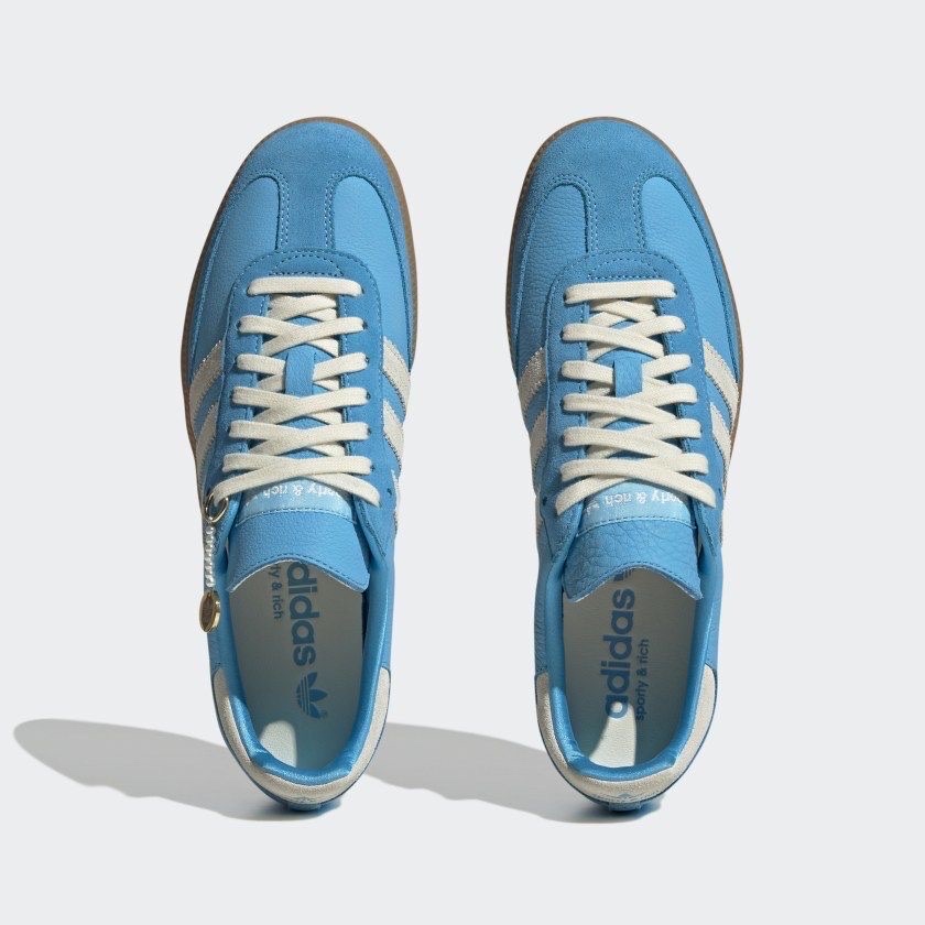 Adidas x Sporty & Rich Samba Blue Rush Cream White, Adidas x Sporty & Rich Samba Cream Blue 착용 스타일 - 3