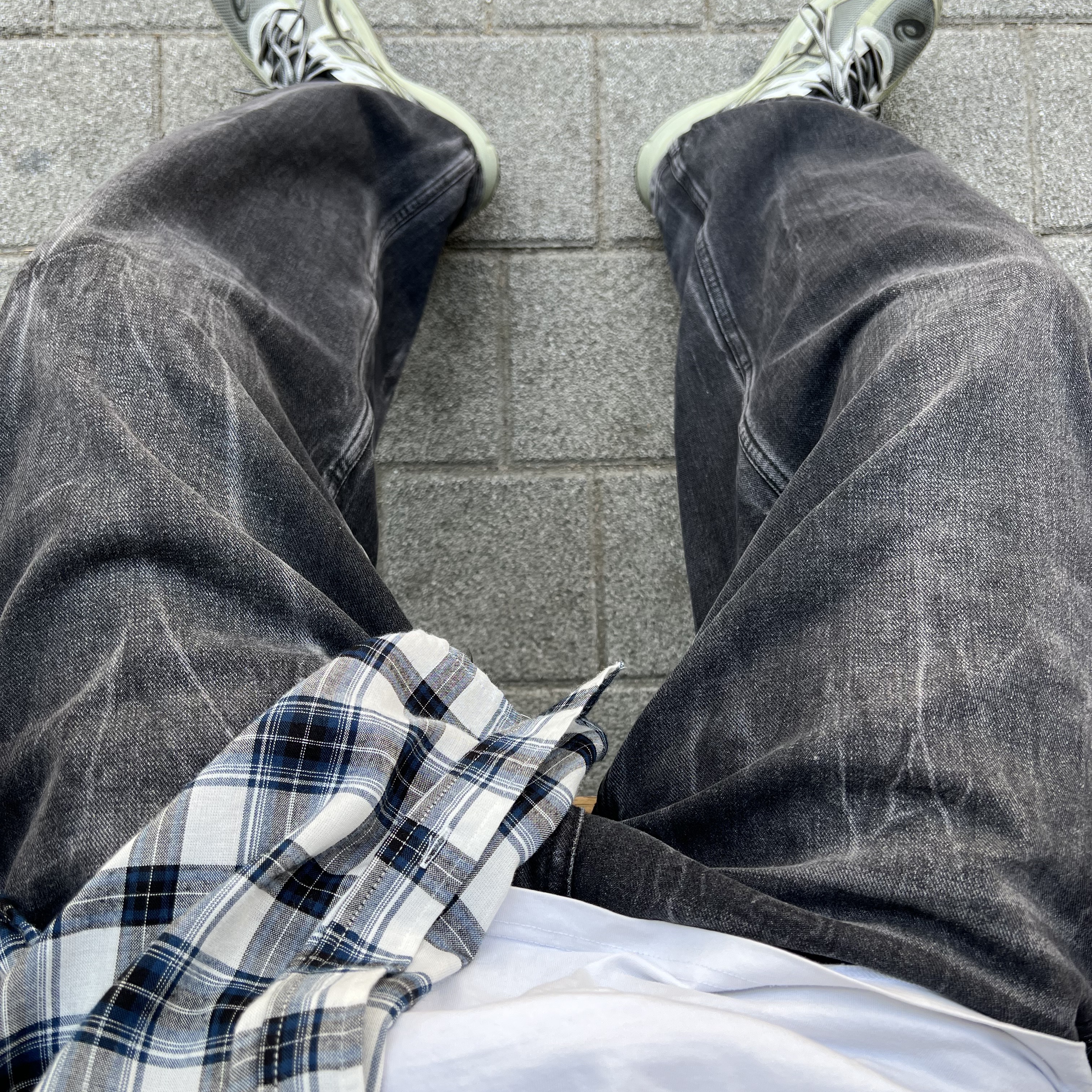 Asics Jog 100 S Sheet Rock - 2E Wide, Millo Archive Reflect Curved Pants Washed Black 착용 스타일