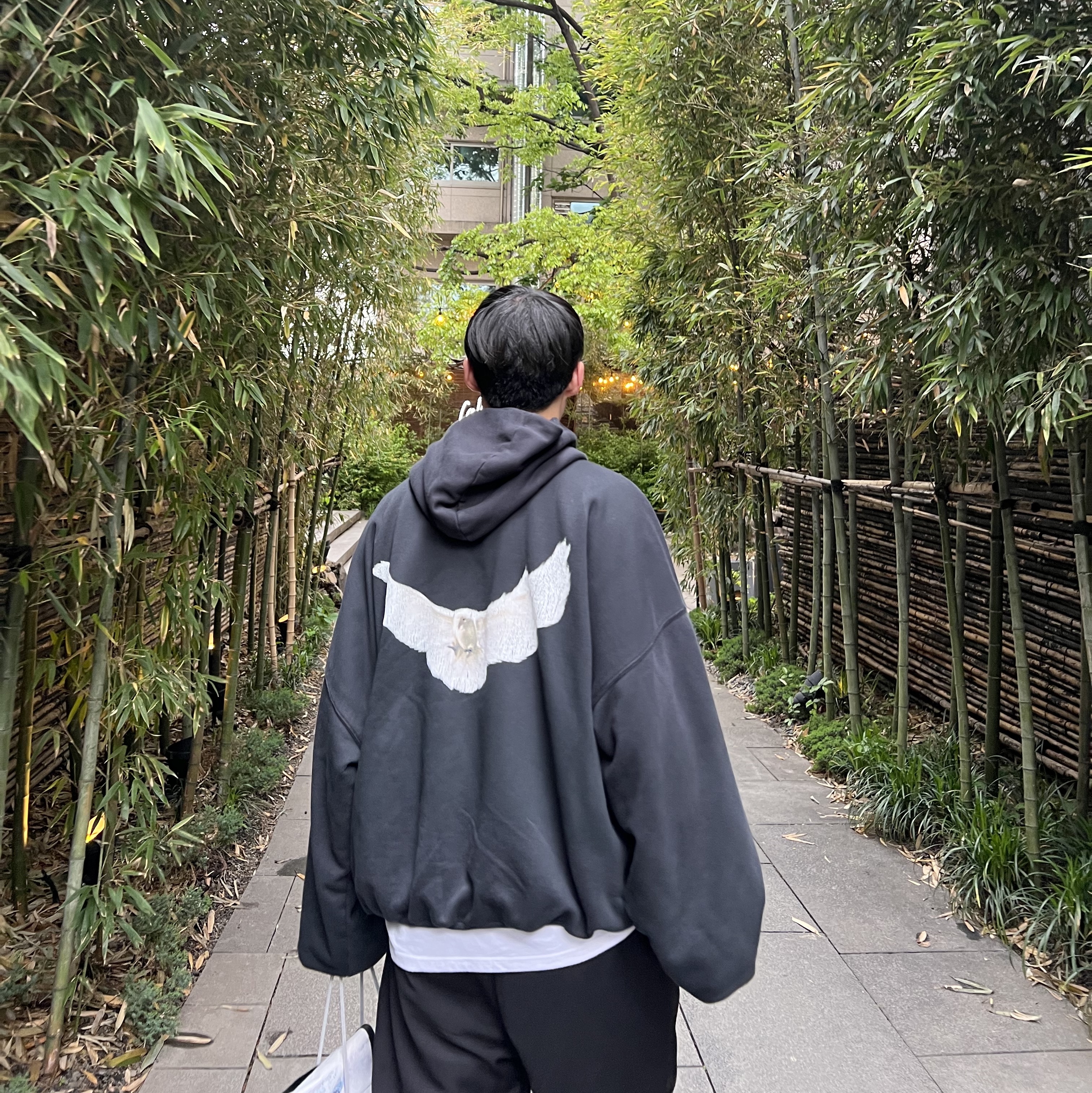 Yeezy Gap Engineered By Balenciaga Dove Hoodie Black 착용 스타일