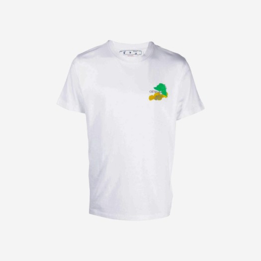 오프화이트 브러쉬 애로우 슬림 숏슬리브 티셔츠 화이트 멀티컬러