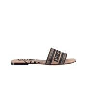 (W) Dior Dway Mule Jute Canvas Embroidered with Dior Union Motif Blush