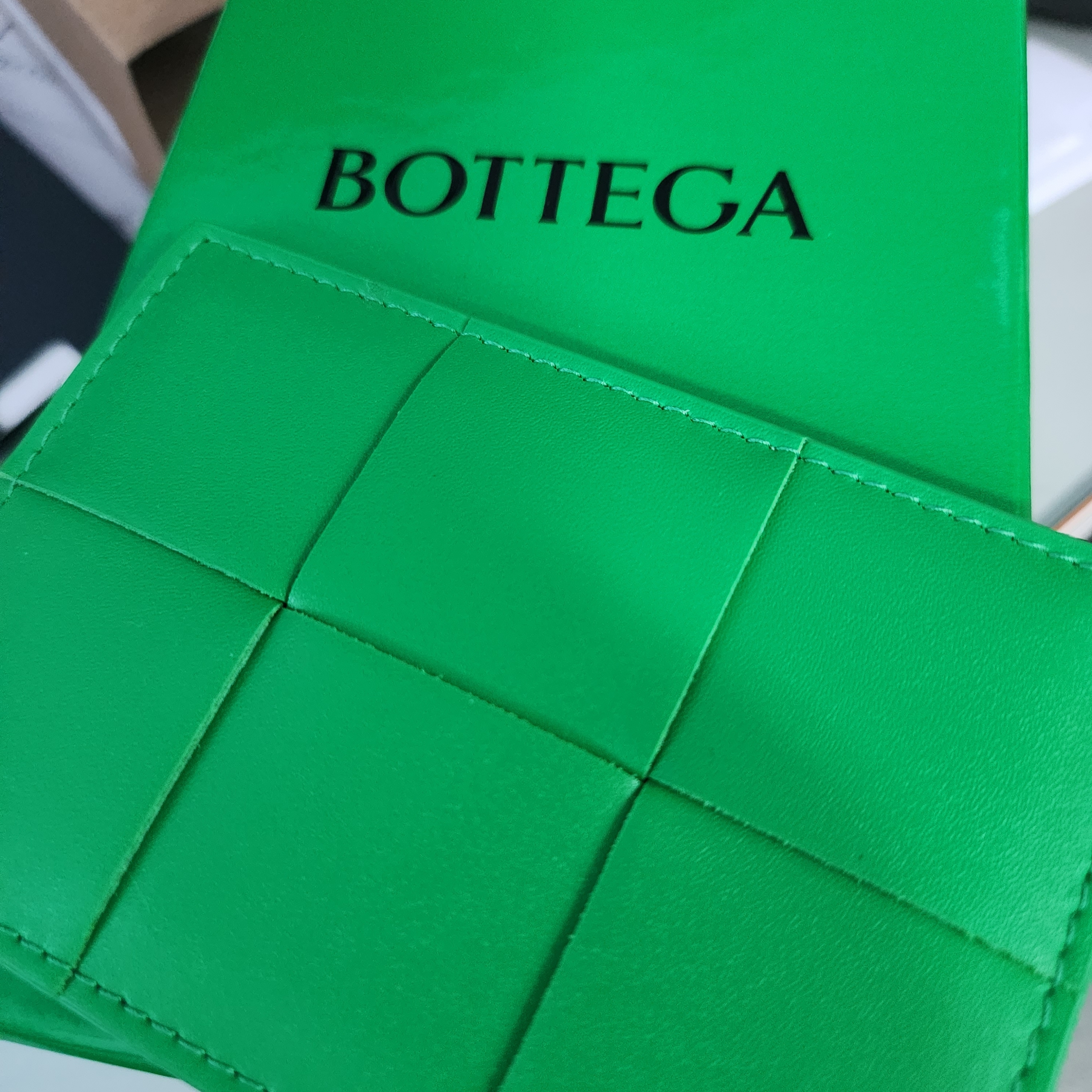 Bottega Veneta Credit Card Case Calfskin Parakeet 착용 스타일 - 1