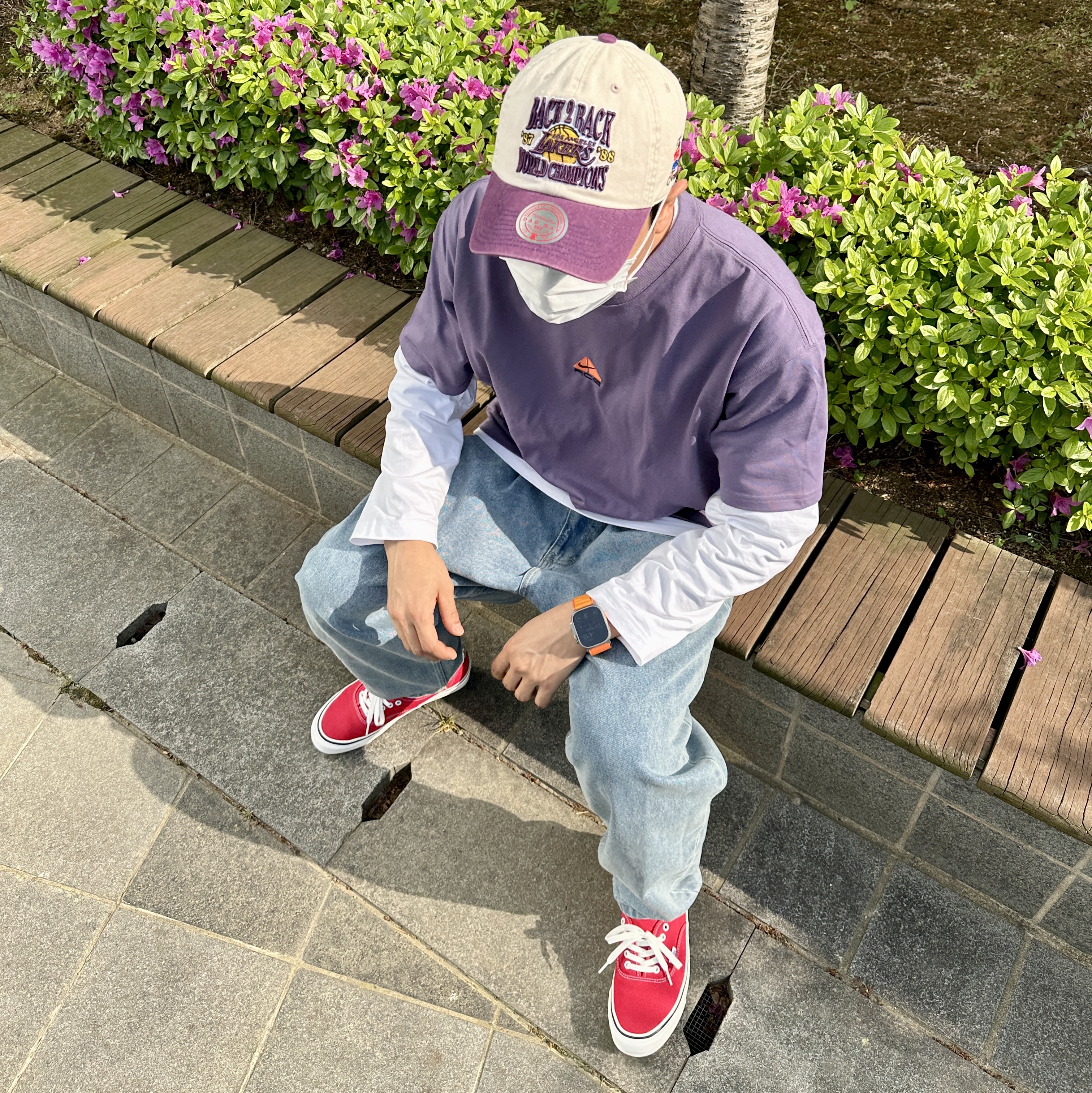 Nike ACG LBR Lungs T-Shirt Canyon Purple - Asia, Vans Authentic 44 DX Anaheim Factory Racing Red 착용 스타일 - 4