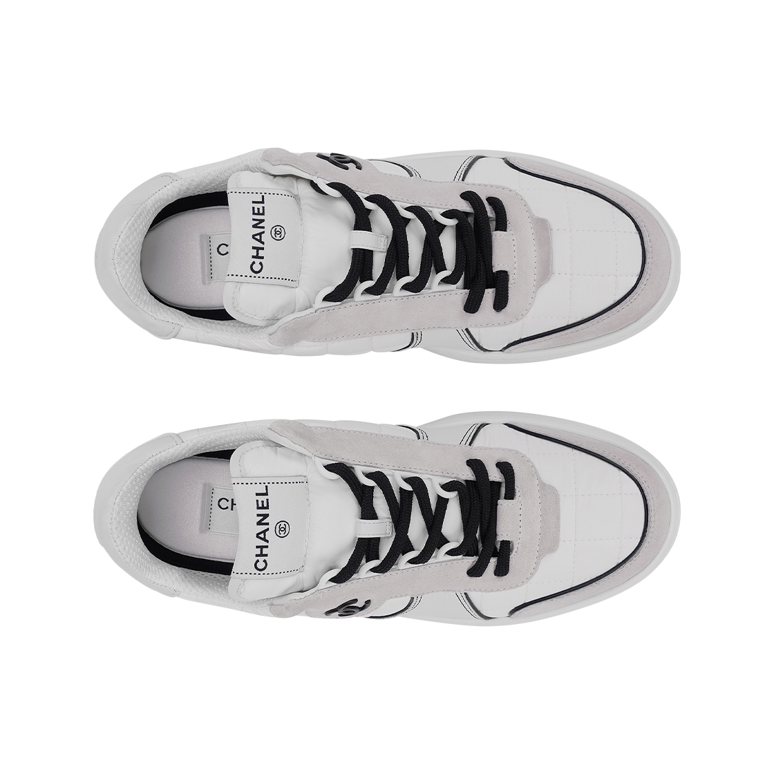 샤넬 스니커즈 패브릭 스웨이드 카프스킨 & 화이트 라이트 그레이(Chanel Sneakers Fabric Suede Calfskin & White Light Grey) - 3