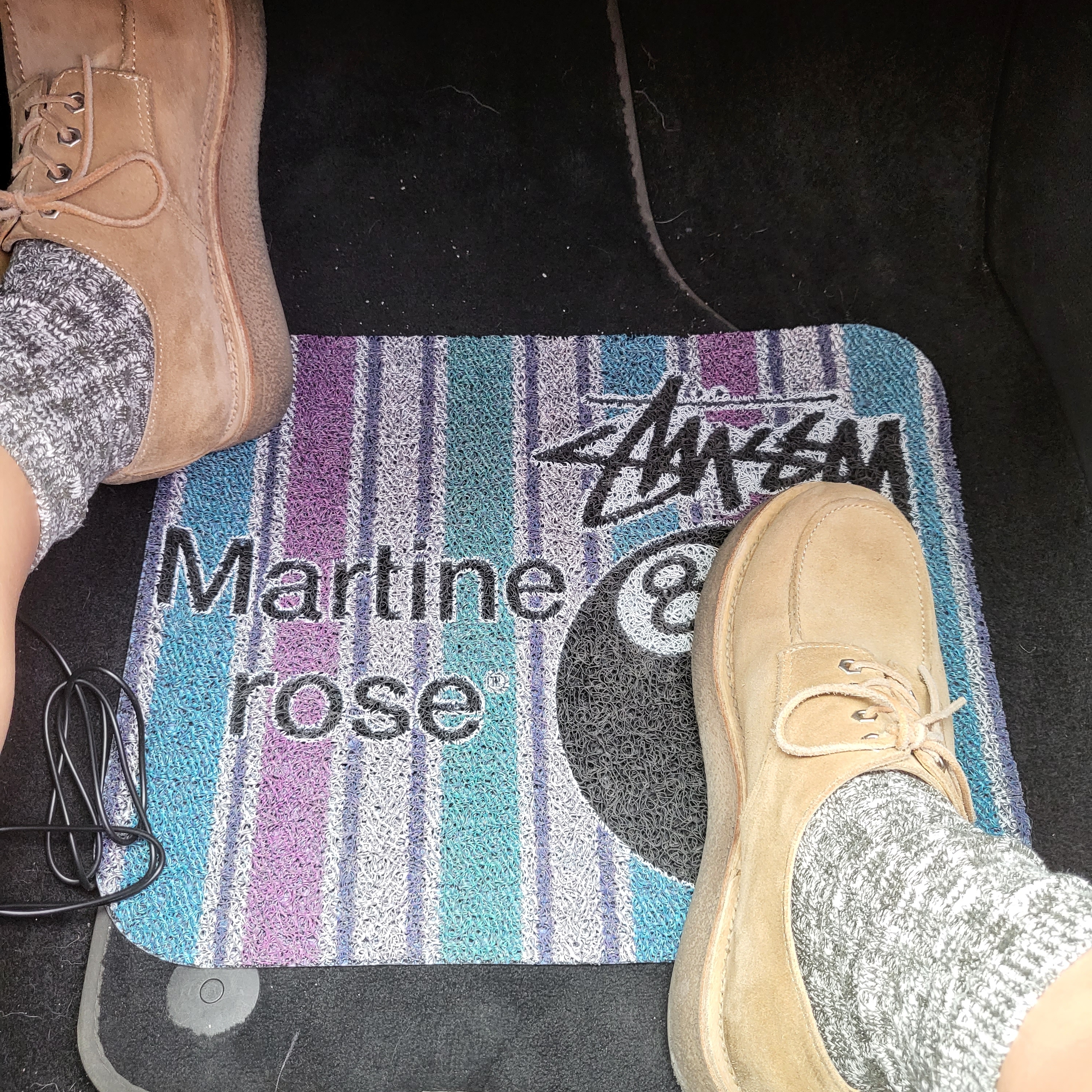 Stussy x Martine Rose Car Mat Set, Kenzo Kenzoyama Derby Shoes Beige 착용 스타일
