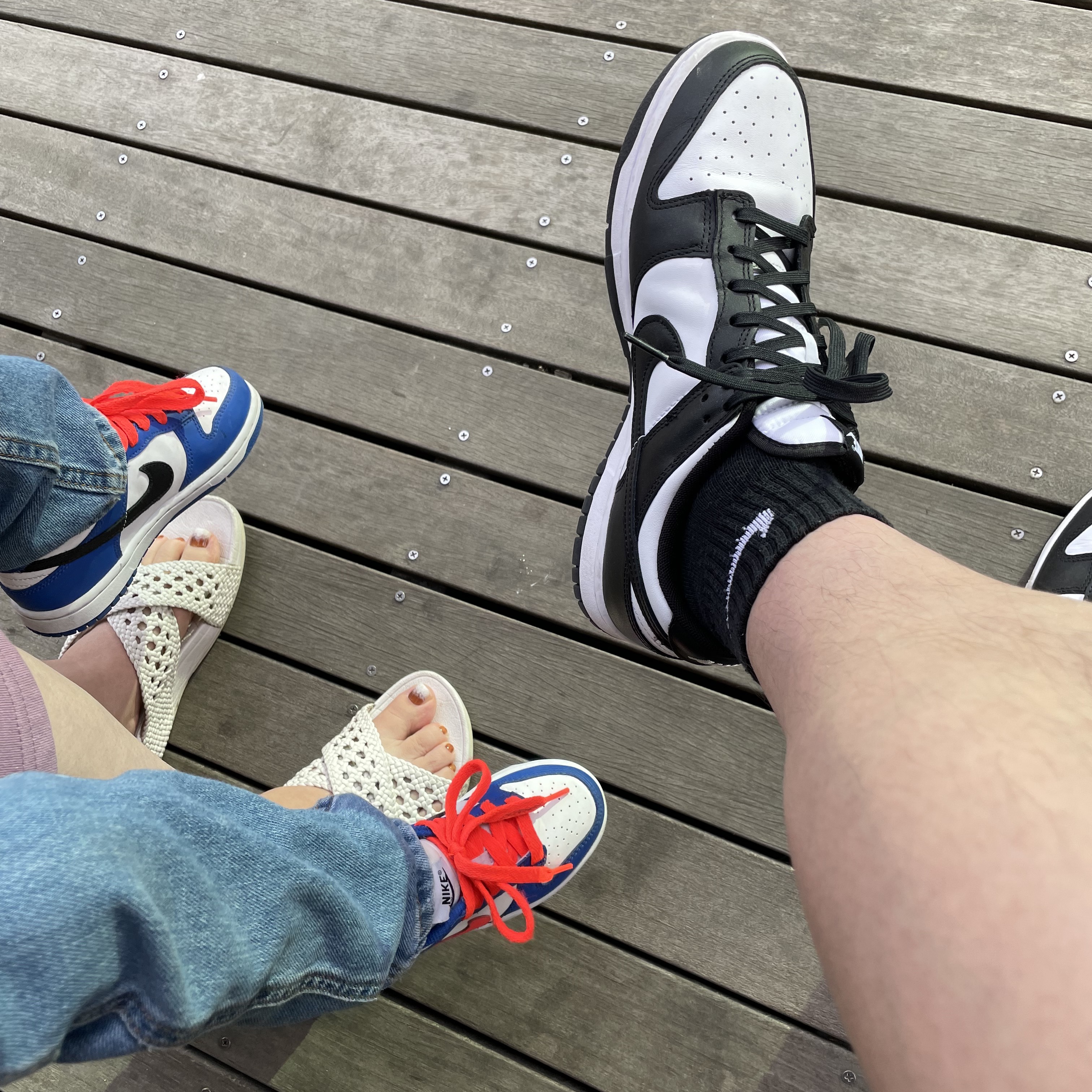 (PS) Nike Dunk Low Bright Crimson Game Royal, Nike Dunk Low Retro Black 착용 스타일