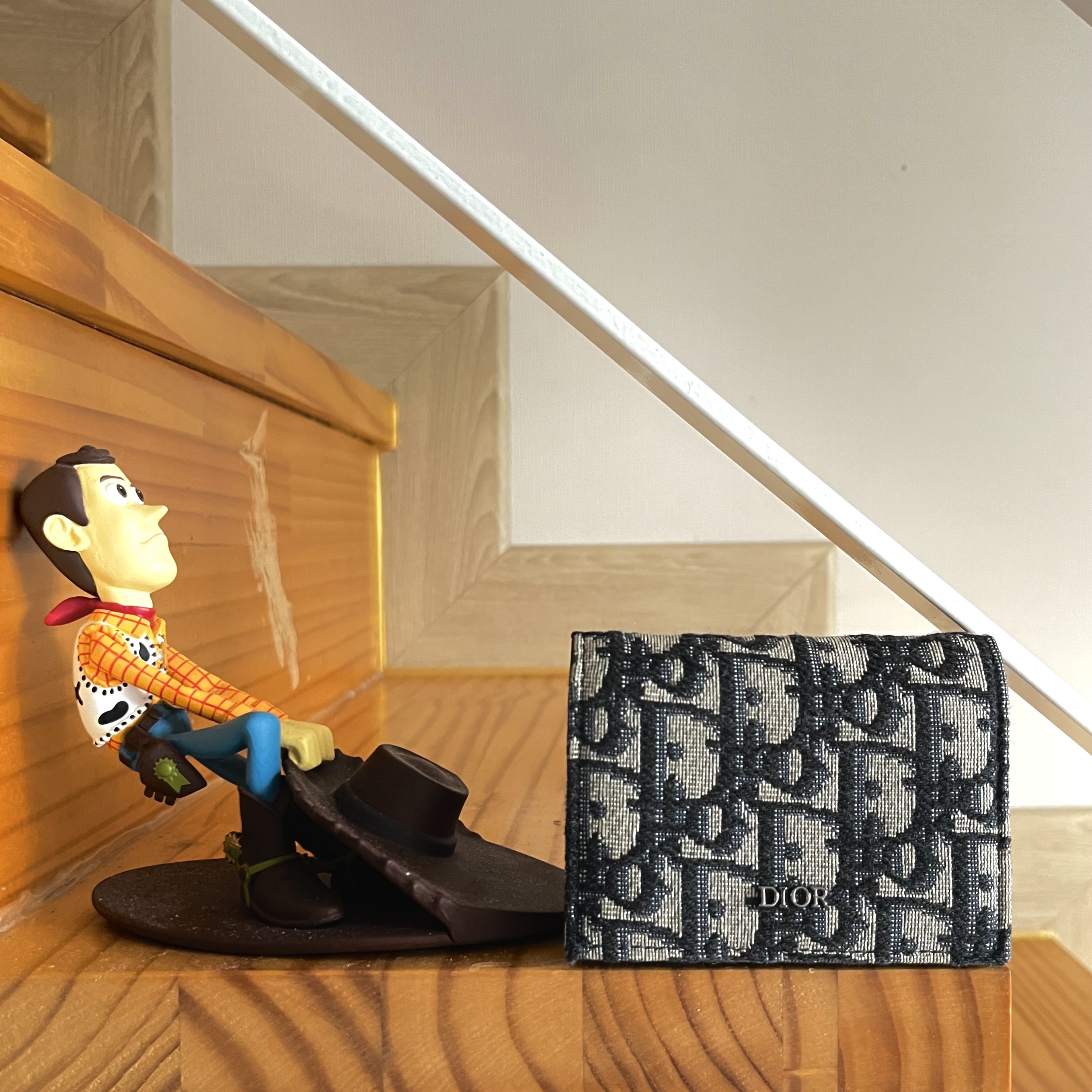 Dior Business Card Holder Beige & Black Dior Oblique Jacquard 착용 스타일