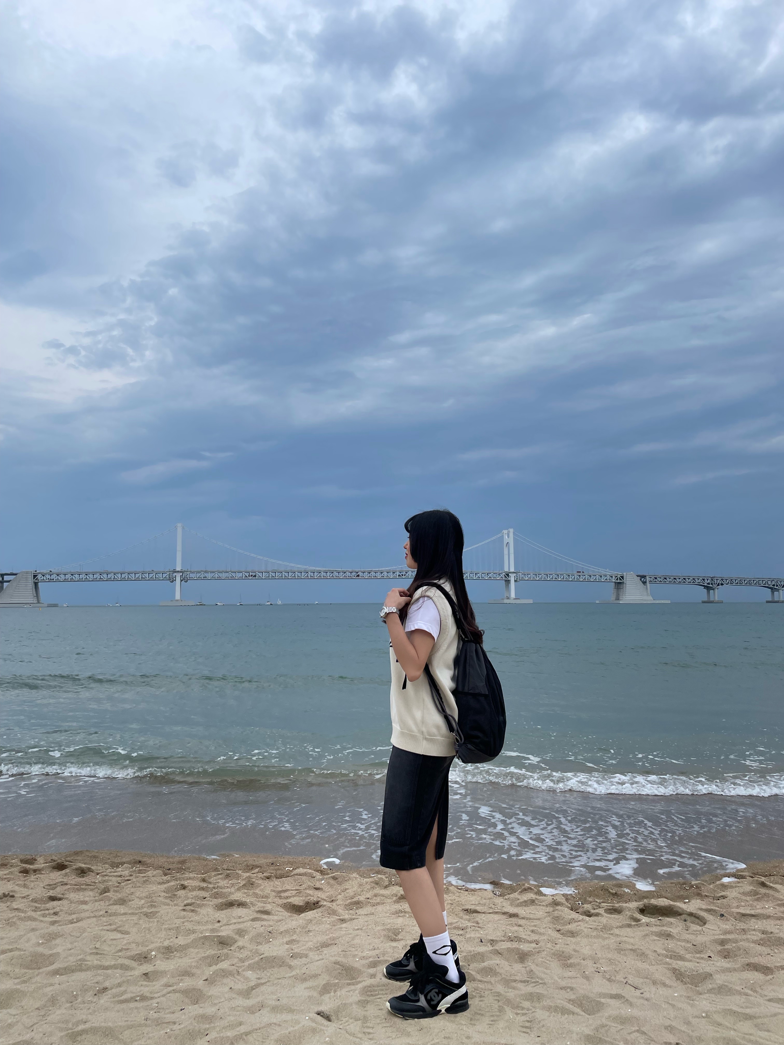 Stussy Sweater Vest Natural 착용 스타일 - 3