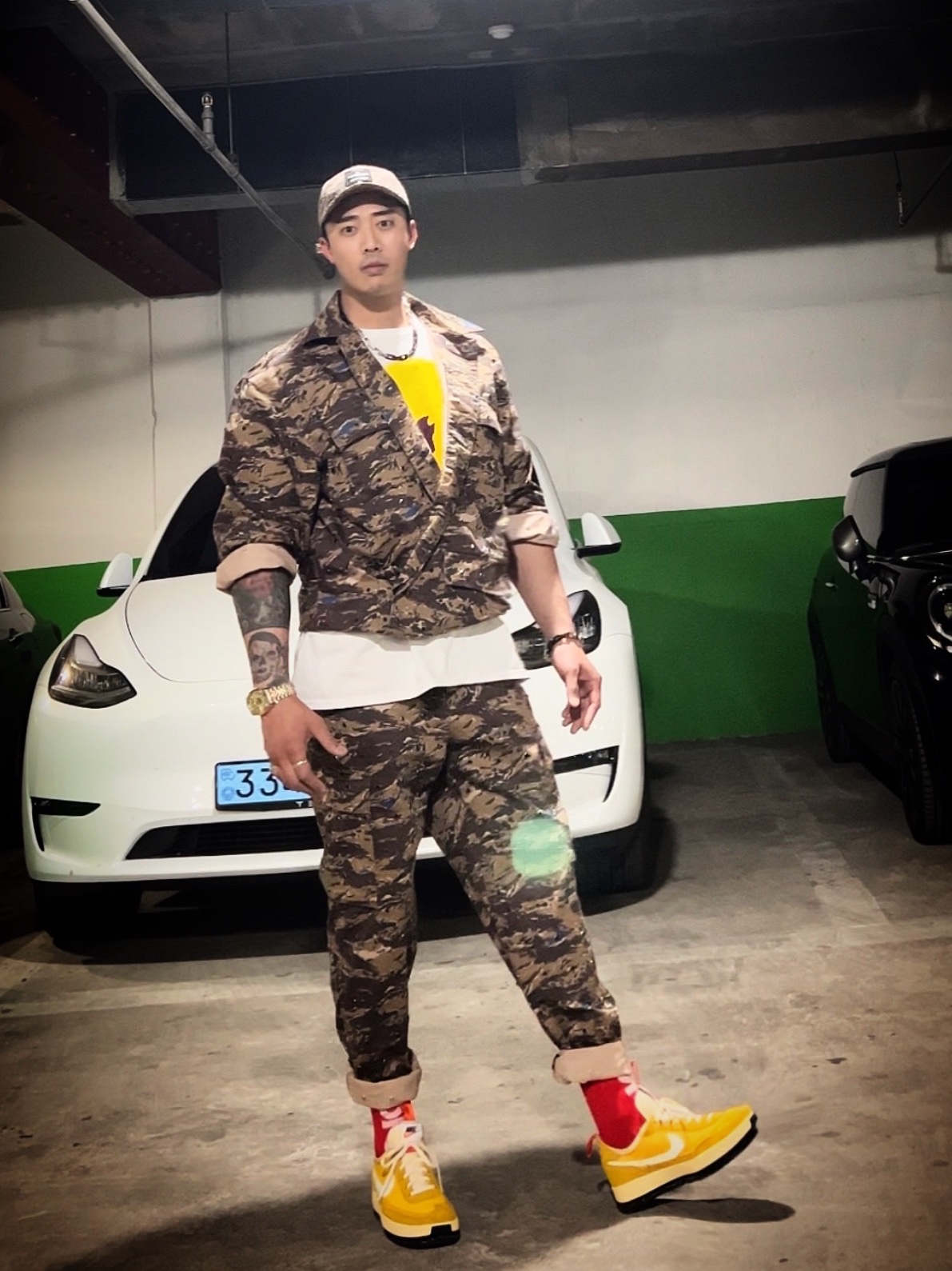 Supreme x Undercover Studded 6-Panel Brown Camo - 23SS, Supreme x Undercover Studded BDU Jacket Brown - 23SS 착용 스타일 - 1