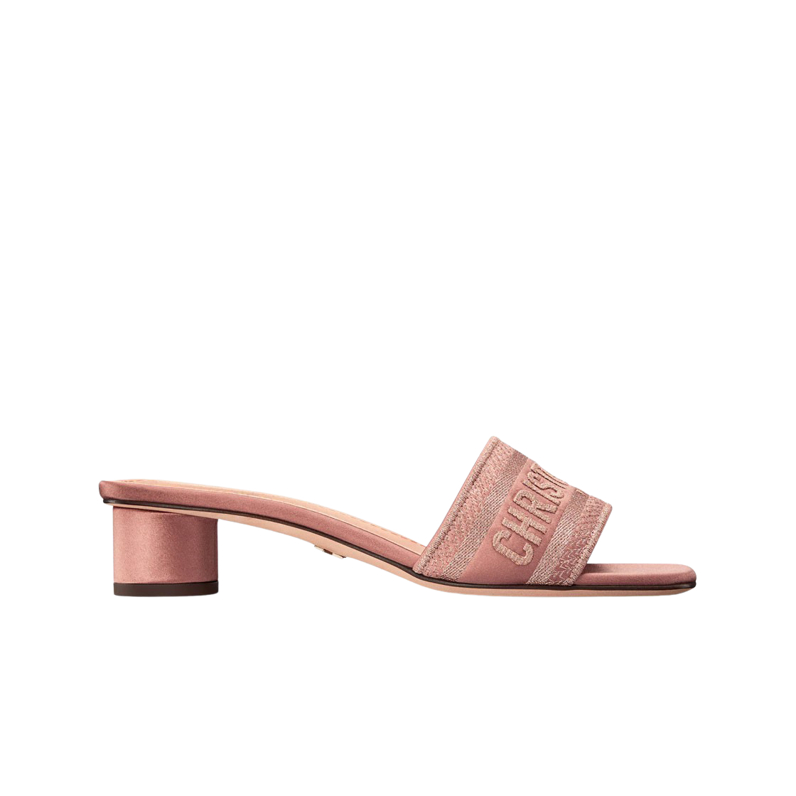 (W) 디올 디웨이 뮬 힐 메탈릭 스레드 자수 사틴 로즈 드 방((W) Dior Dway Mule Heel Metallic Thread Embroidered Satin Rose Des Vents) - 1