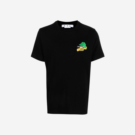 오프화이트 브러쉬 애로우 슬림 숏슬리브 티셔츠 블랙 멀티컬러