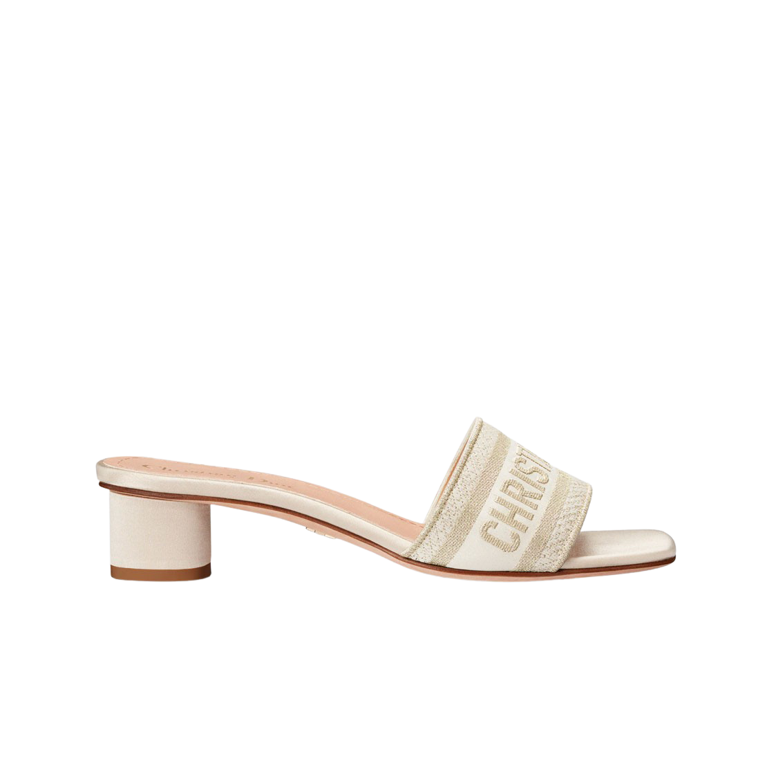 (W) 디올 디웨이 뮬 힐 메탈릭 스레드 자수 사틴 골드((W) Dior Dway Mule Heel Metallic Thread Embroidered Satin Gold) - 1
