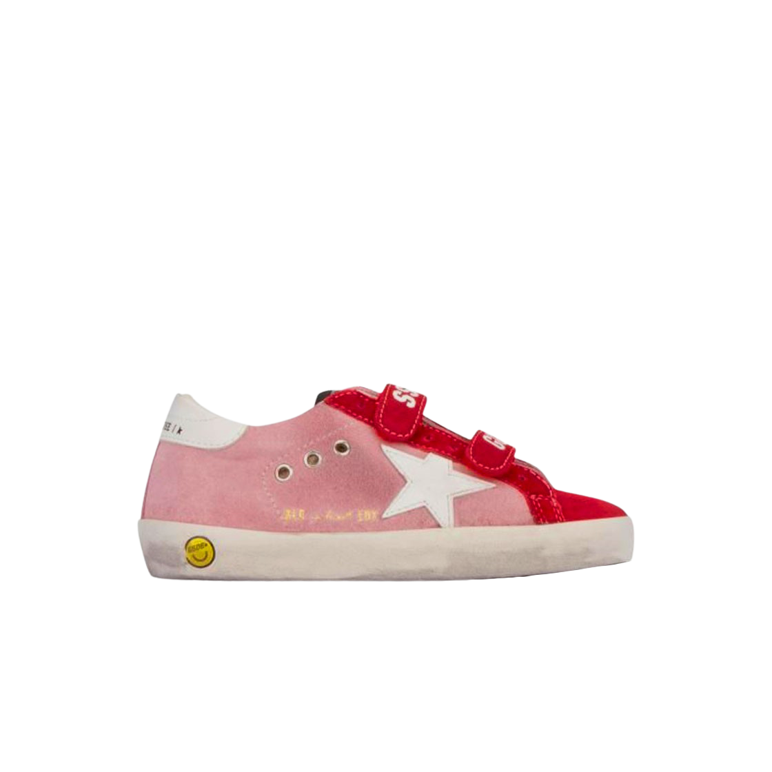 (키즈) 골든구스 올드스쿨 스웨이드 어퍼 앤티크 로즈 레드 화이트탭 스니커즈((Kids) Golden Goose Old School Suede Upper Antique Pink Red White Heel Tab Sneakers) - 1
