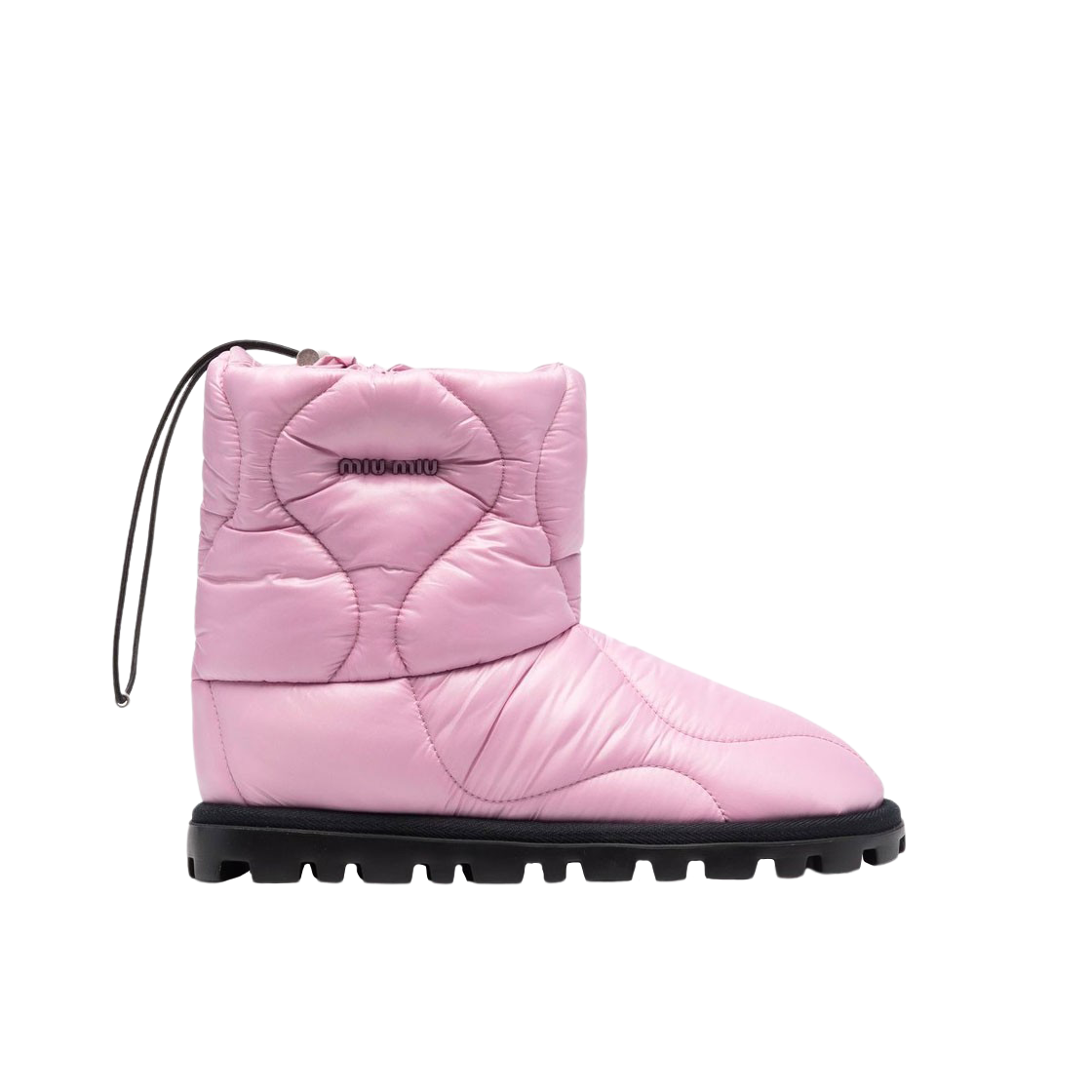 (W) 미우 미우 퀼티드 앵클 부츠 앨러배스터 핑크((W) Miu Miu Quilted Ankle Boots Alabaster Pink) - 1