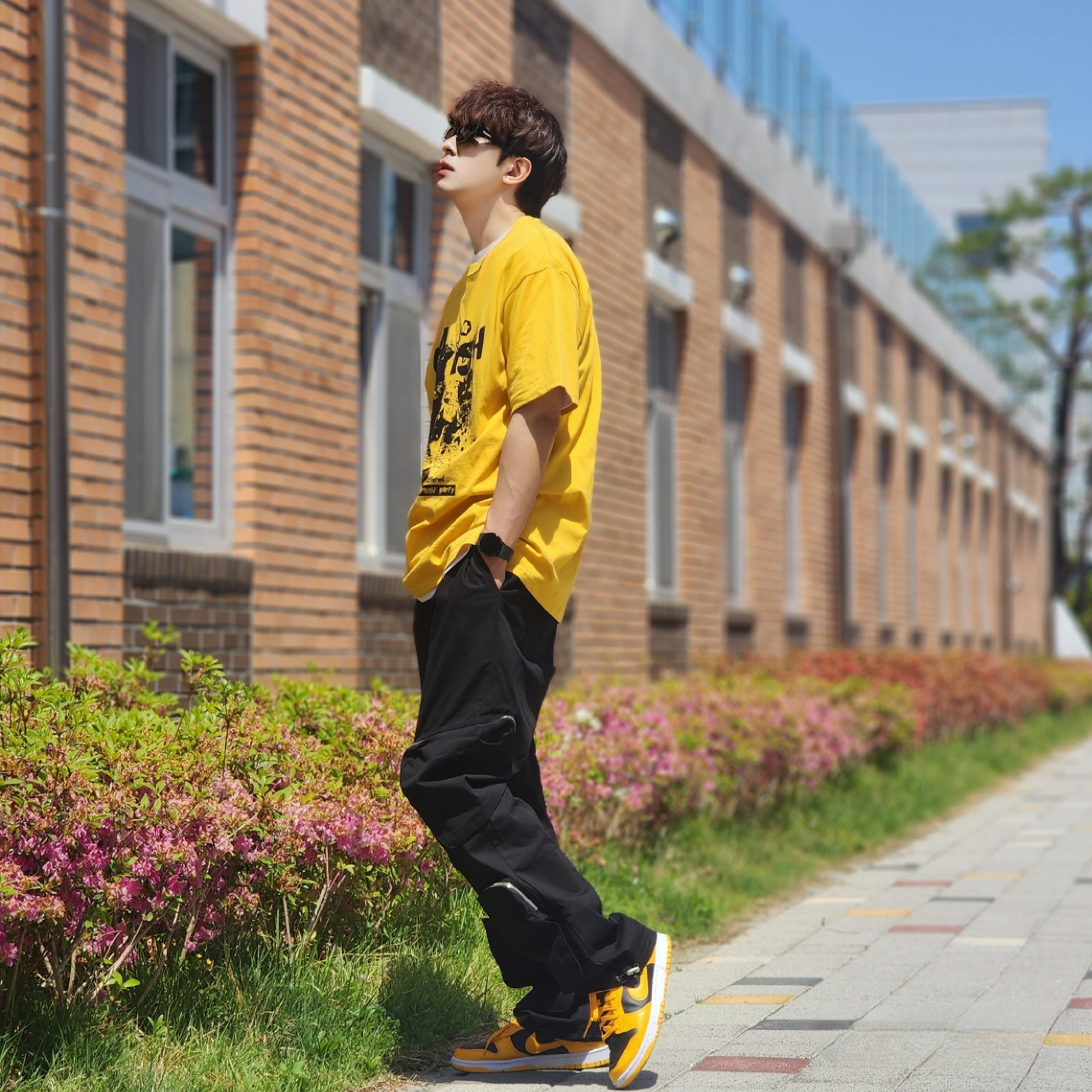 Nike Dunk Low Retro Championship Goldenrod 착용 스타일 - 3