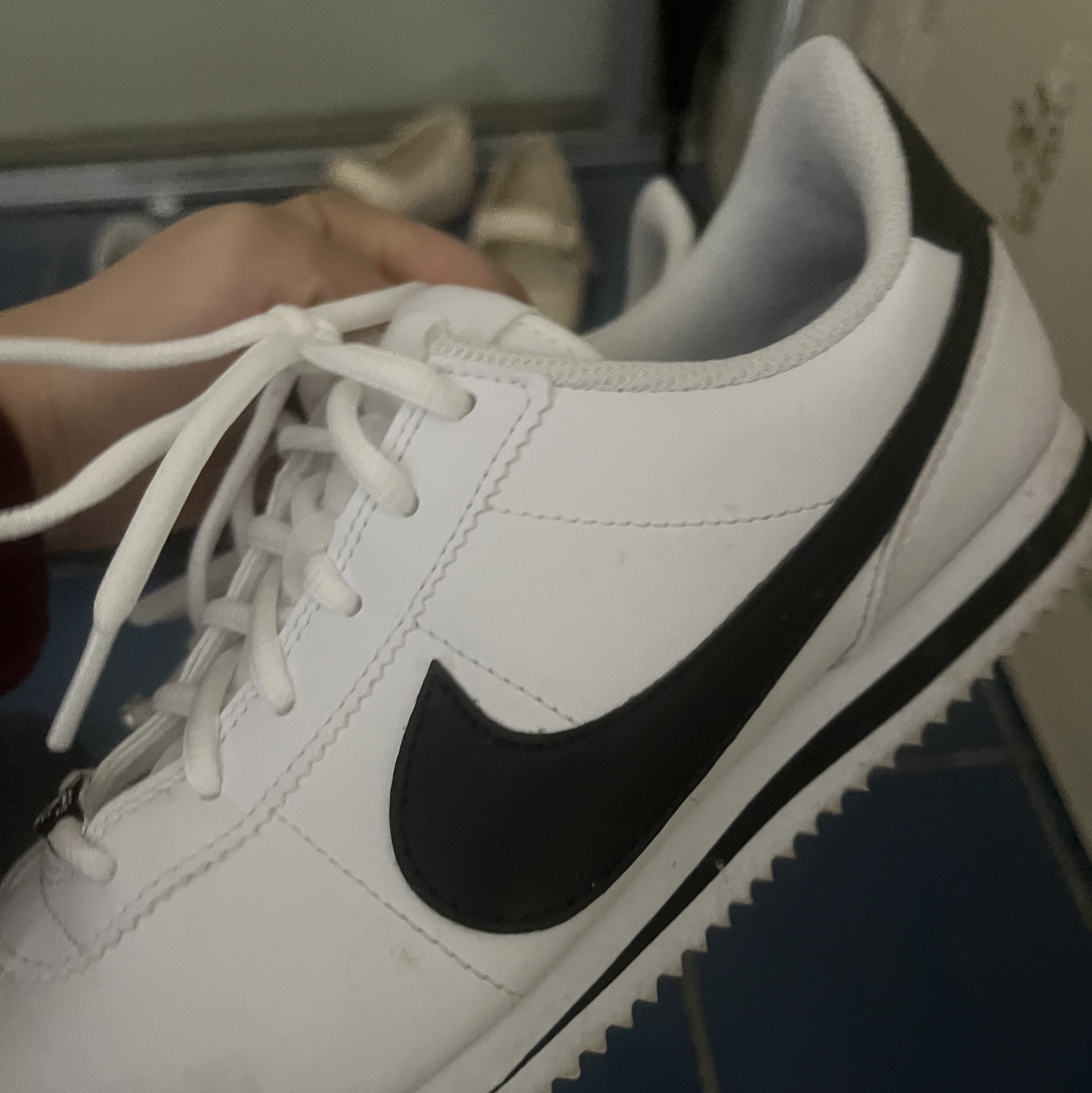 (GS) Nike Cortez Basic SL White Black 착용 스타일 - 2