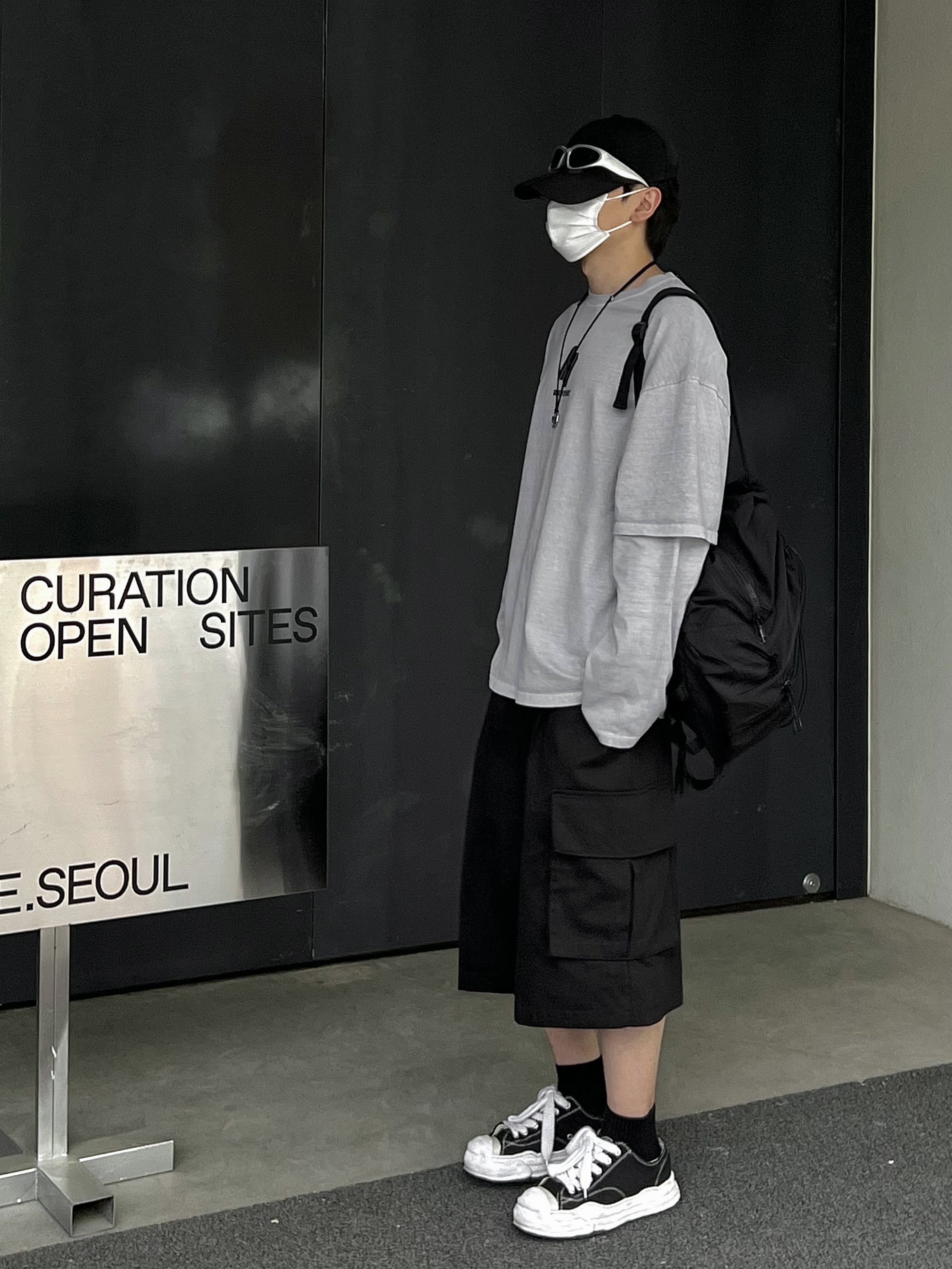 Maison Mihara Yasuhiro Hank OG Sole Canvas Low-top Sneakers Black 착용 스타일 - 5