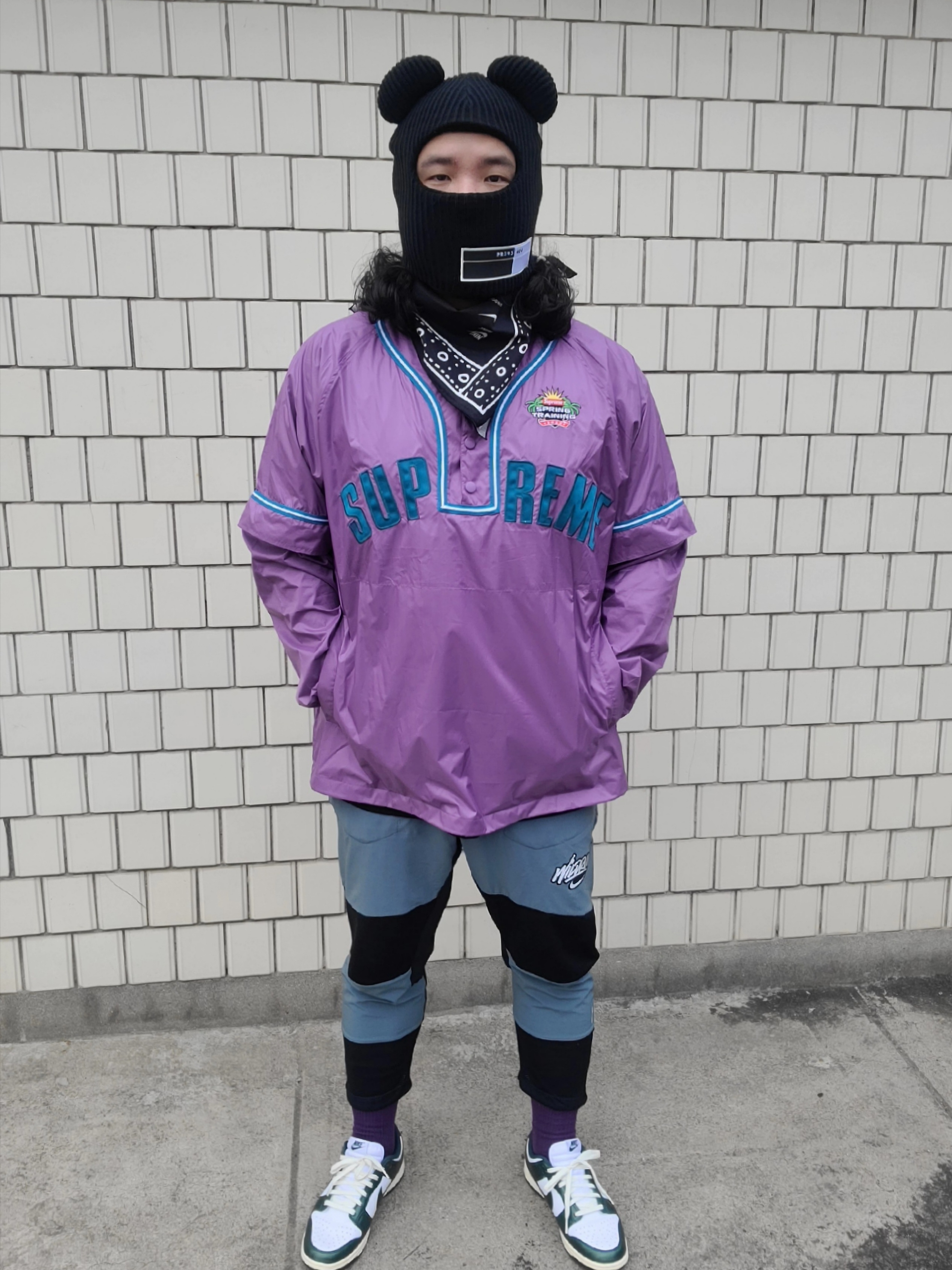 Supreme Snap-Off Sleeve L/S Baseball Top Purple - 22SS, (W) Nike Dunk Low Vintage Green 착용 스타일 - 1