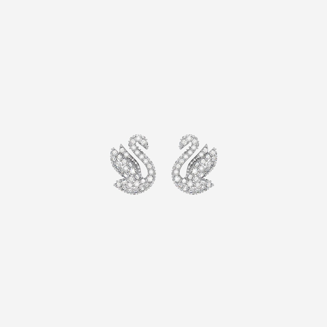 (W) Swarovski Iconic Swan Stud Earrings White Rhodium Plated 상세 이미지 1