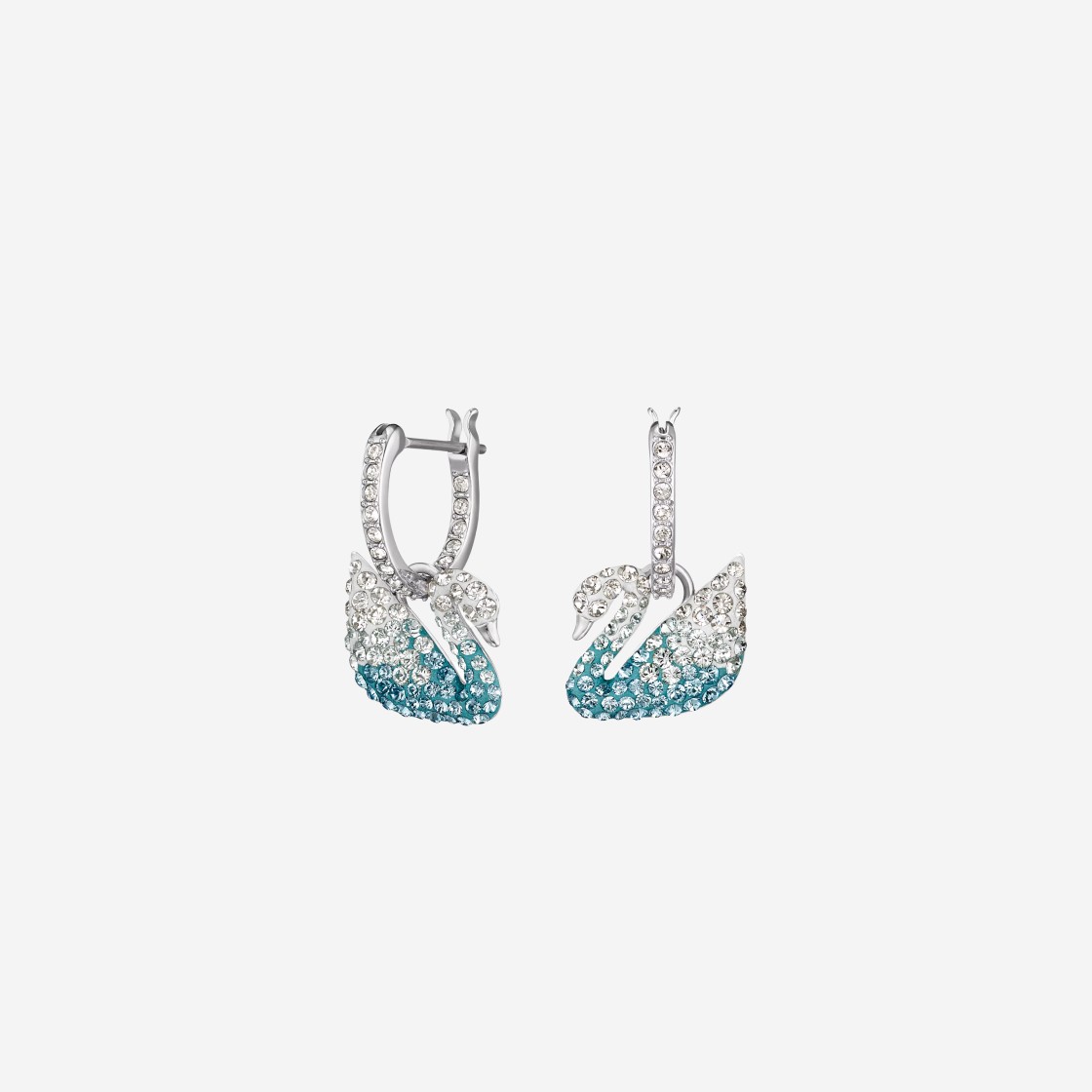 (W) Swarovski Iconic Swan Drop Earring Blue Rhodium Plated 상세 이미지 1