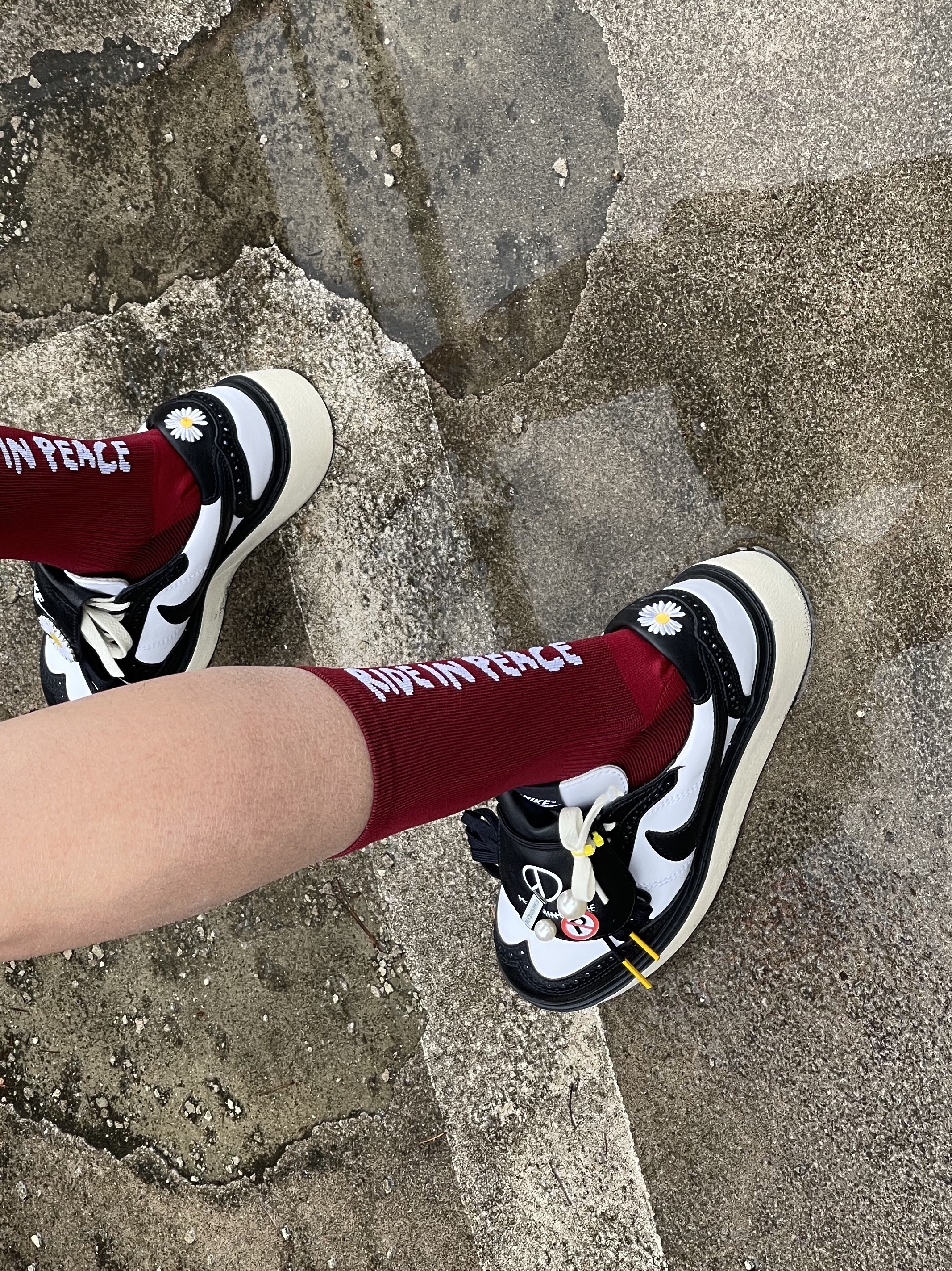 Nike x Peaceminusone Kwondo1 Black and White 착용 스타일