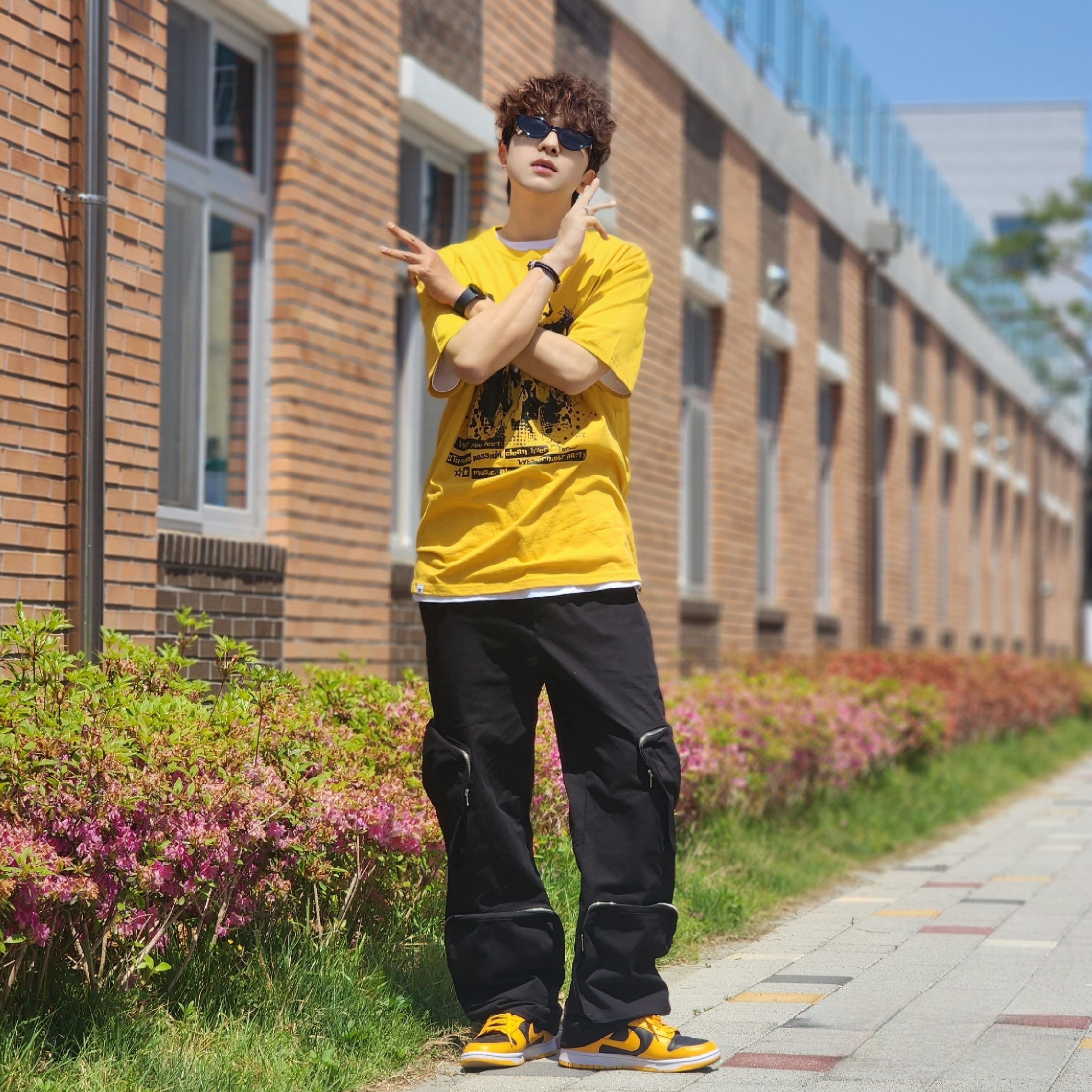 Nike Dunk Low Retro Championship Goldenrod 착용 스타일 - 1