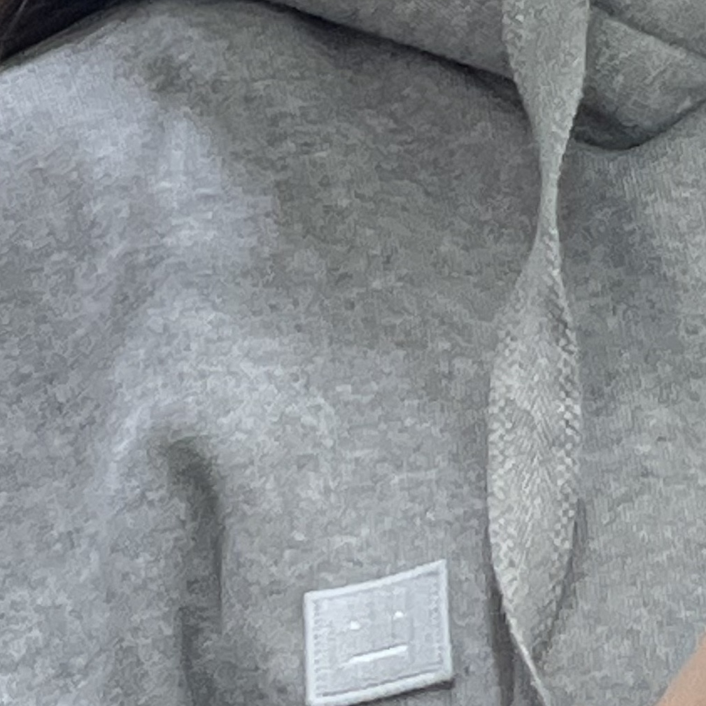Acne Studios Ferris Face Hooded Sweatshirt Light Grey Melange 착용 스타일
