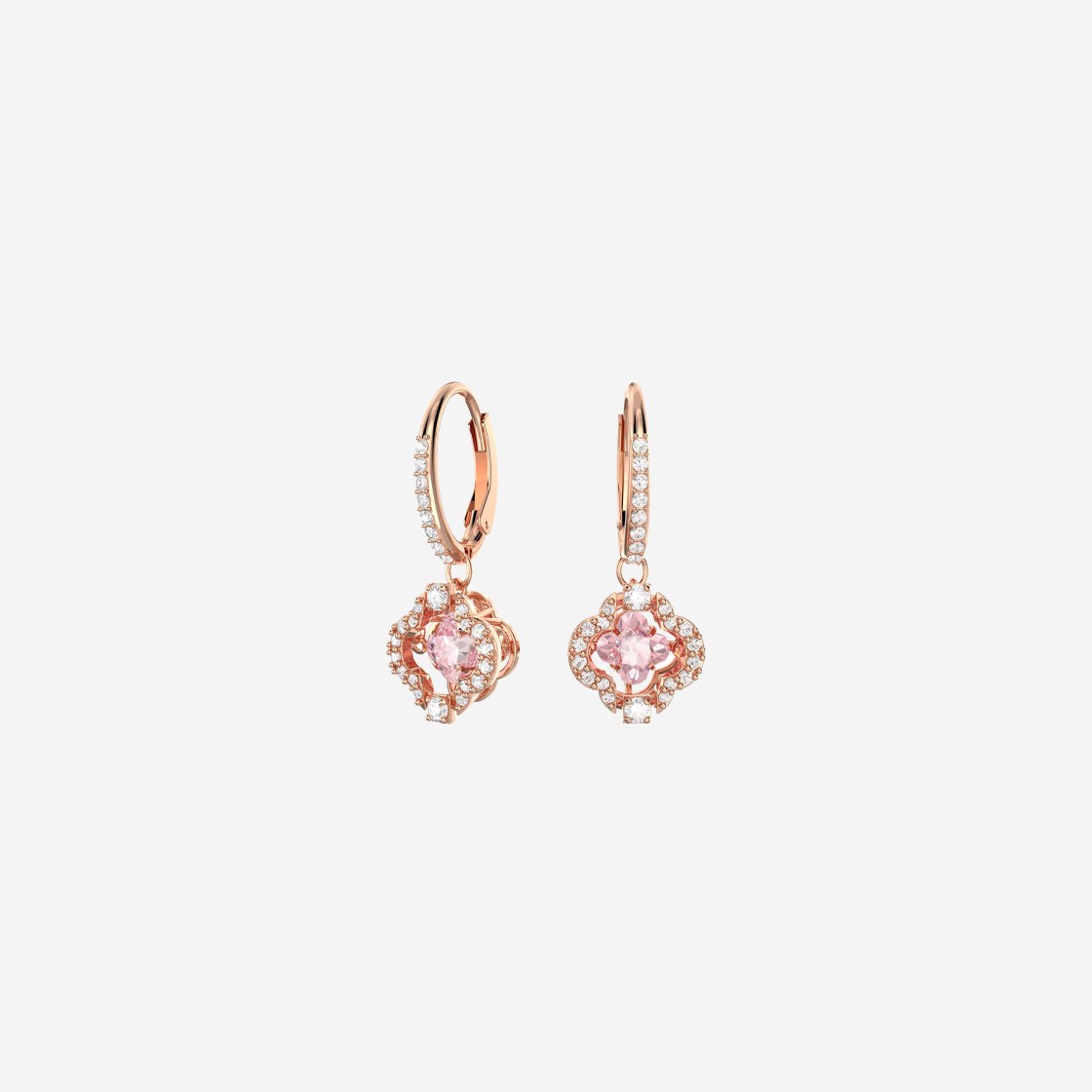 (W) Swarovski Sparkling Dance Drop Earring Pink Rose Gold Plated 상세 이미지 1