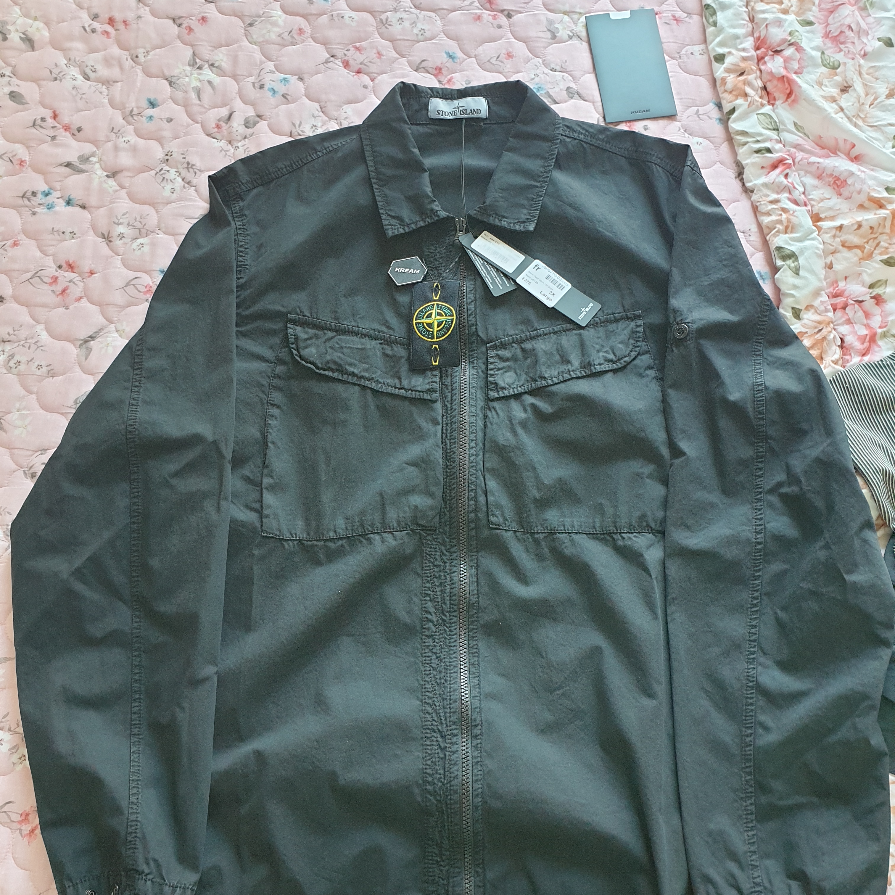 Stone Island 101WN Brushed Cotton Canvas T.CO+OLD Overshirt Black - 22FW 착용 스타일