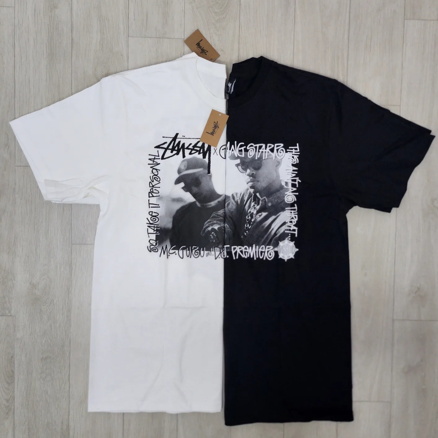 Stussy x Gang Starr Take It Personal T-Shirt Black, Stussy x Gang Starr Take It Personal T-Shirt White 착용 스타일 - 1