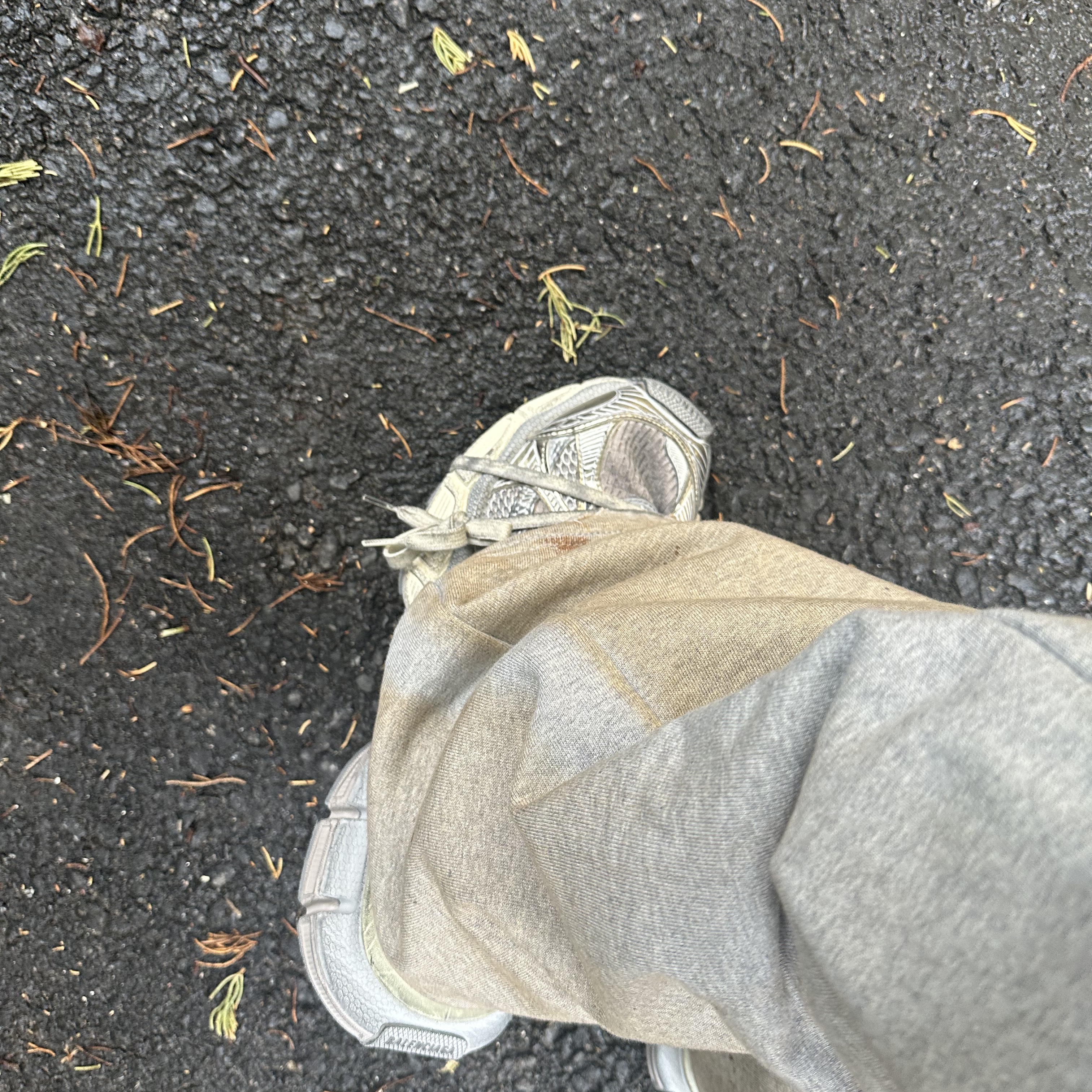 Balenciaga 3XL Sneakers Light Beige, Project G/R 5Pocket Dirty Effect Sweatpants Faded Rust Grey 착용 스타일 - 2