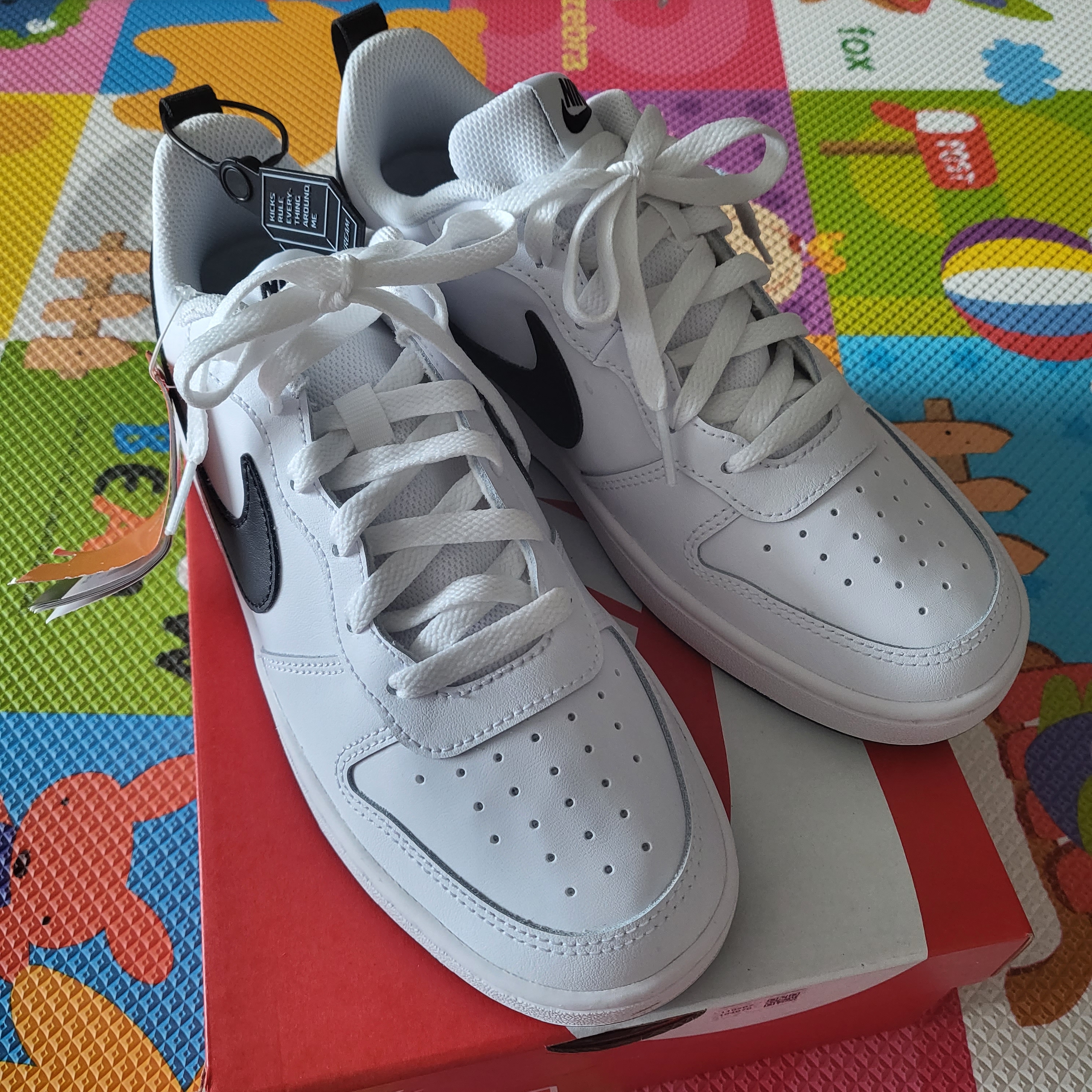 (GS) Nike Court Borough Low 2 White Black 착용 스타일