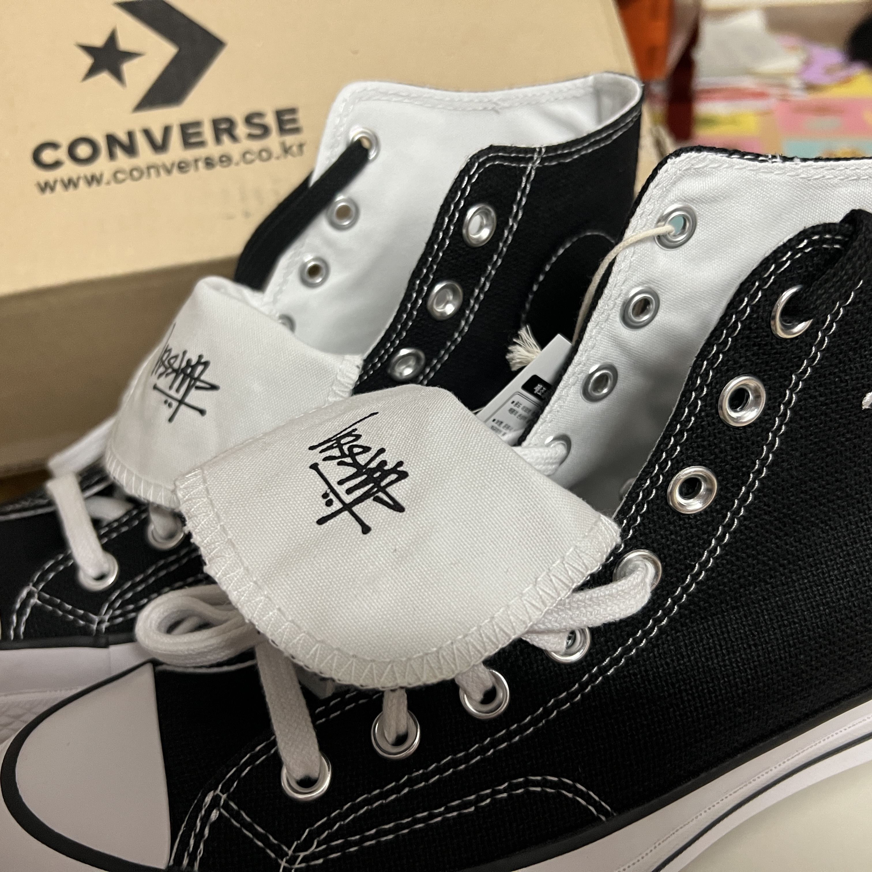 Converse x Stussy Chuck 70 High Black 착용 스타일