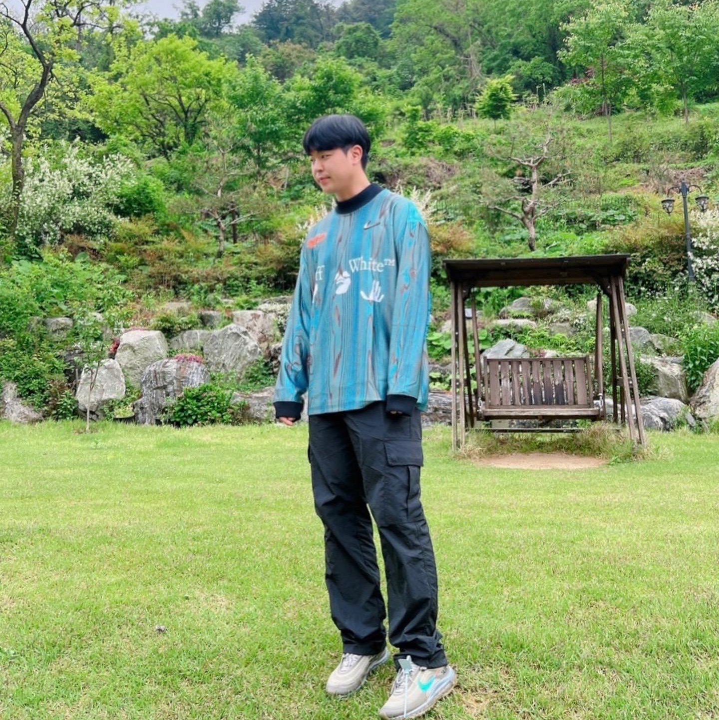 Nike x Off-White NRG Jersey Imperial Blue - Asia, Nike x Off-White Air Max 97 Menta 착용 스타일