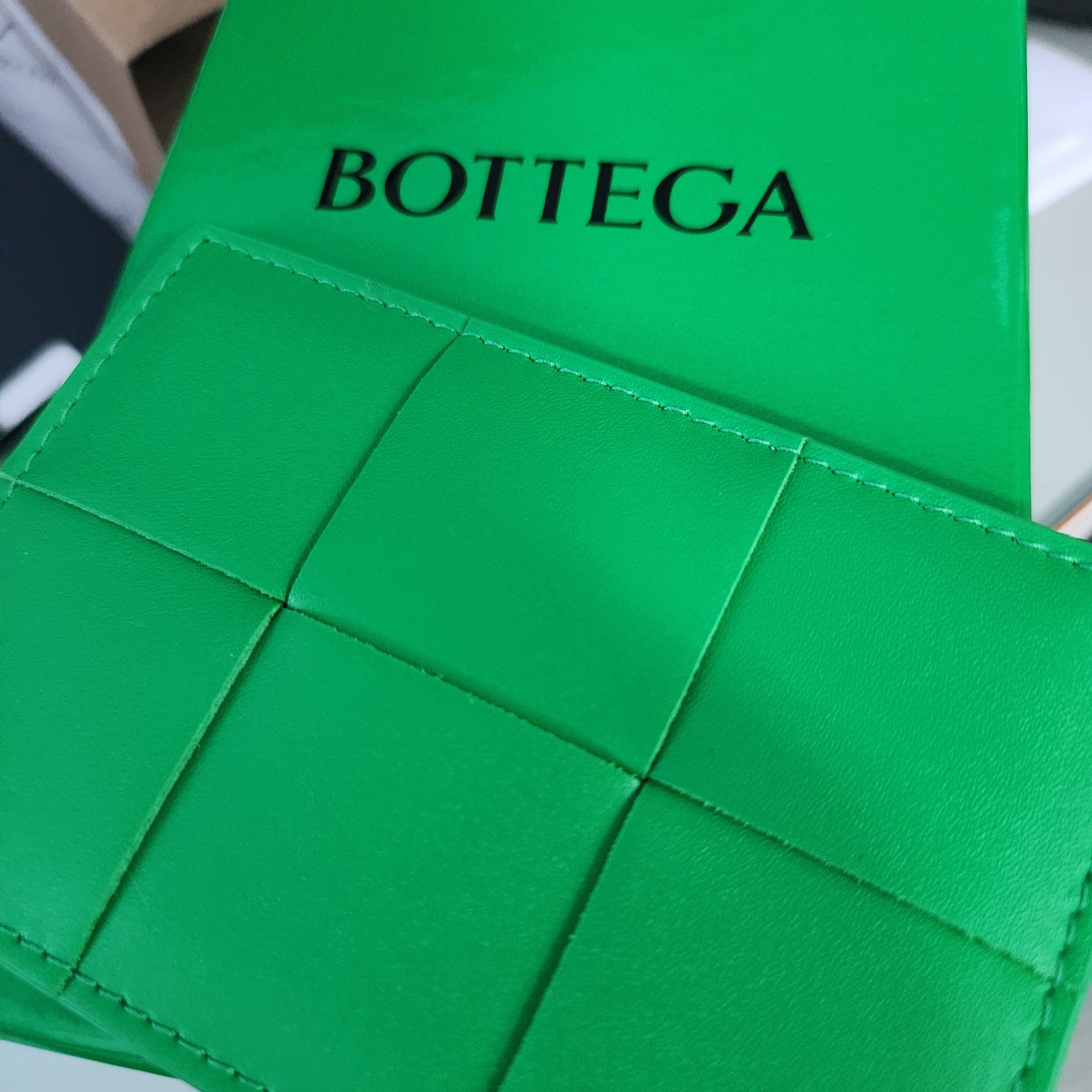 Bottega Veneta Credit Card Case Calfskin Parakeet 착용 스타일