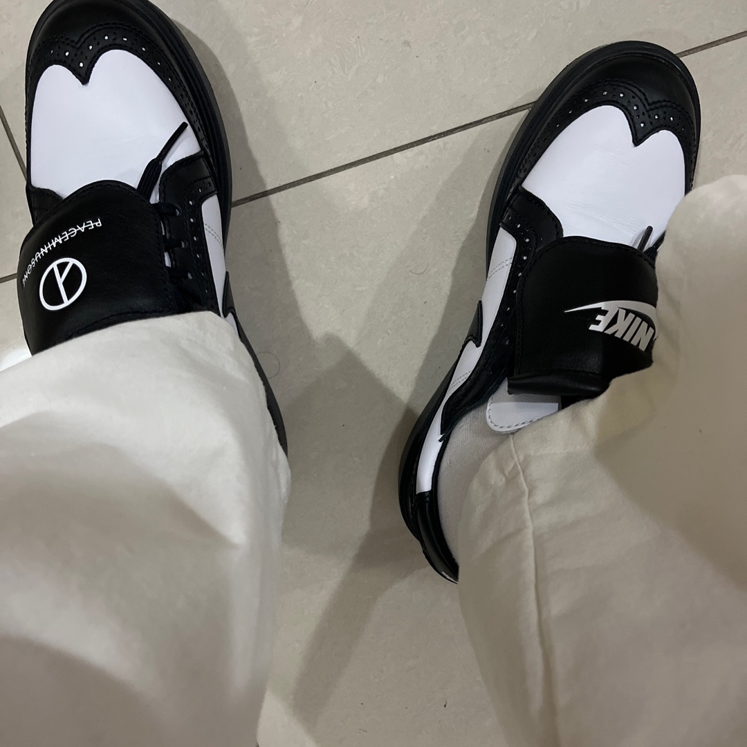 Nike x Peaceminusone Kwondo1 Black and White 착용 스타일 - 1