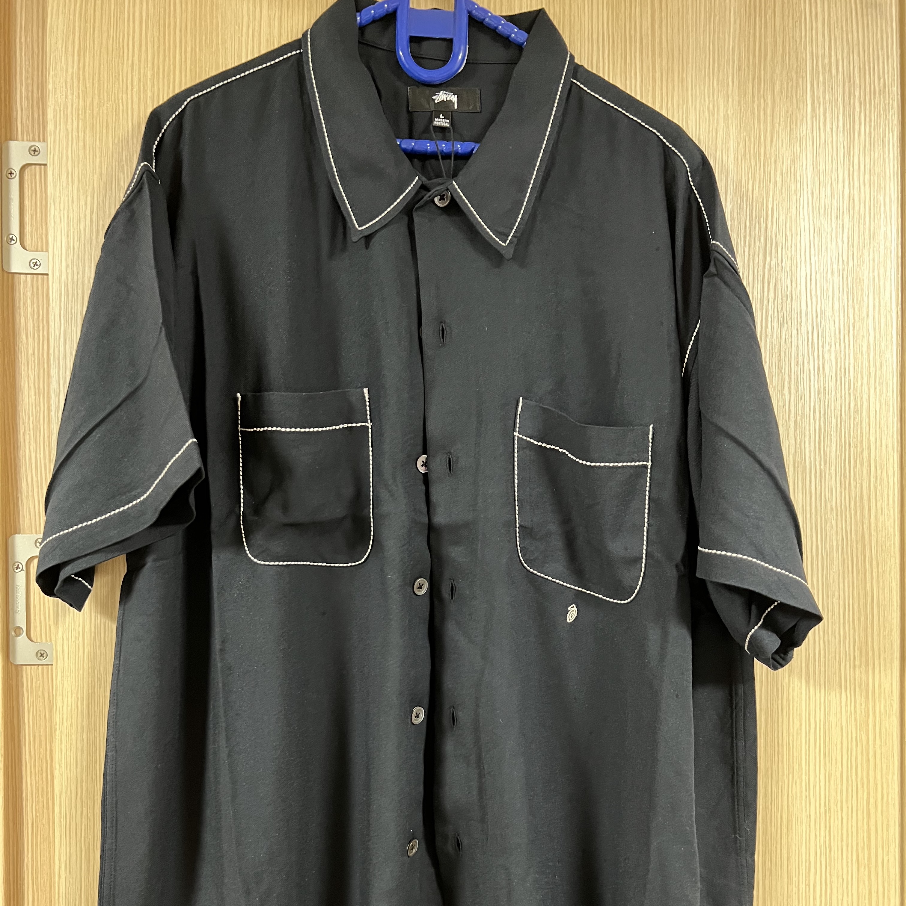 Stussy Contrast Pick Stitched Shirt Black 착용 스타일