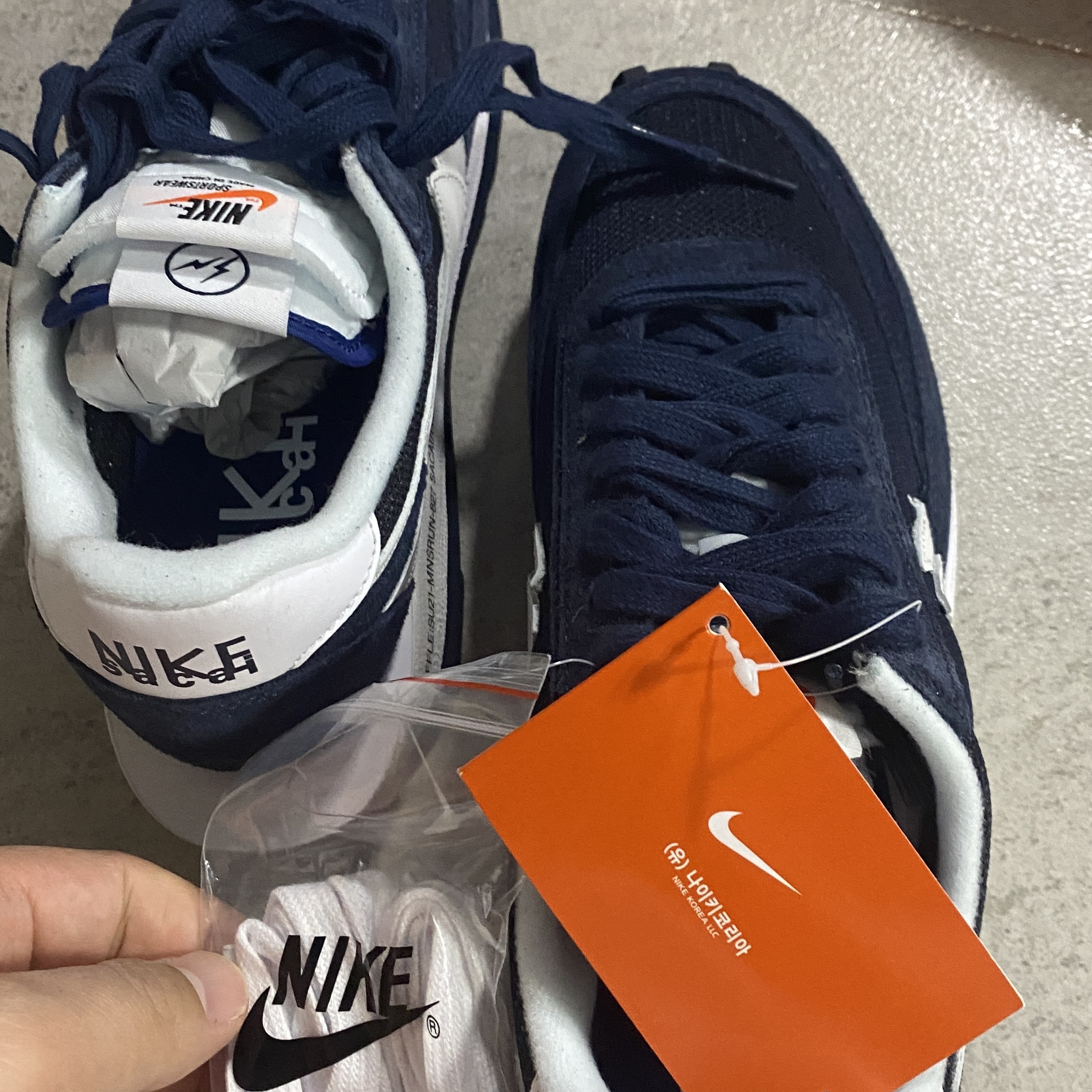 Nike x Sacai x Fragment LDWaffle Blackened Blue 착용 스타일 - 1