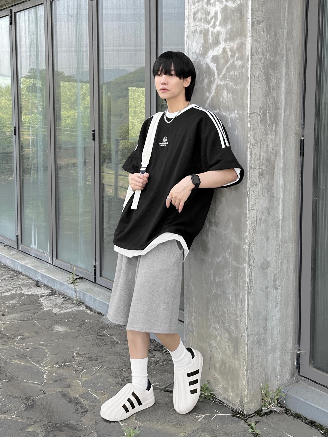 Adidas Adifom Superstar Core White 착용 스타일 - 4