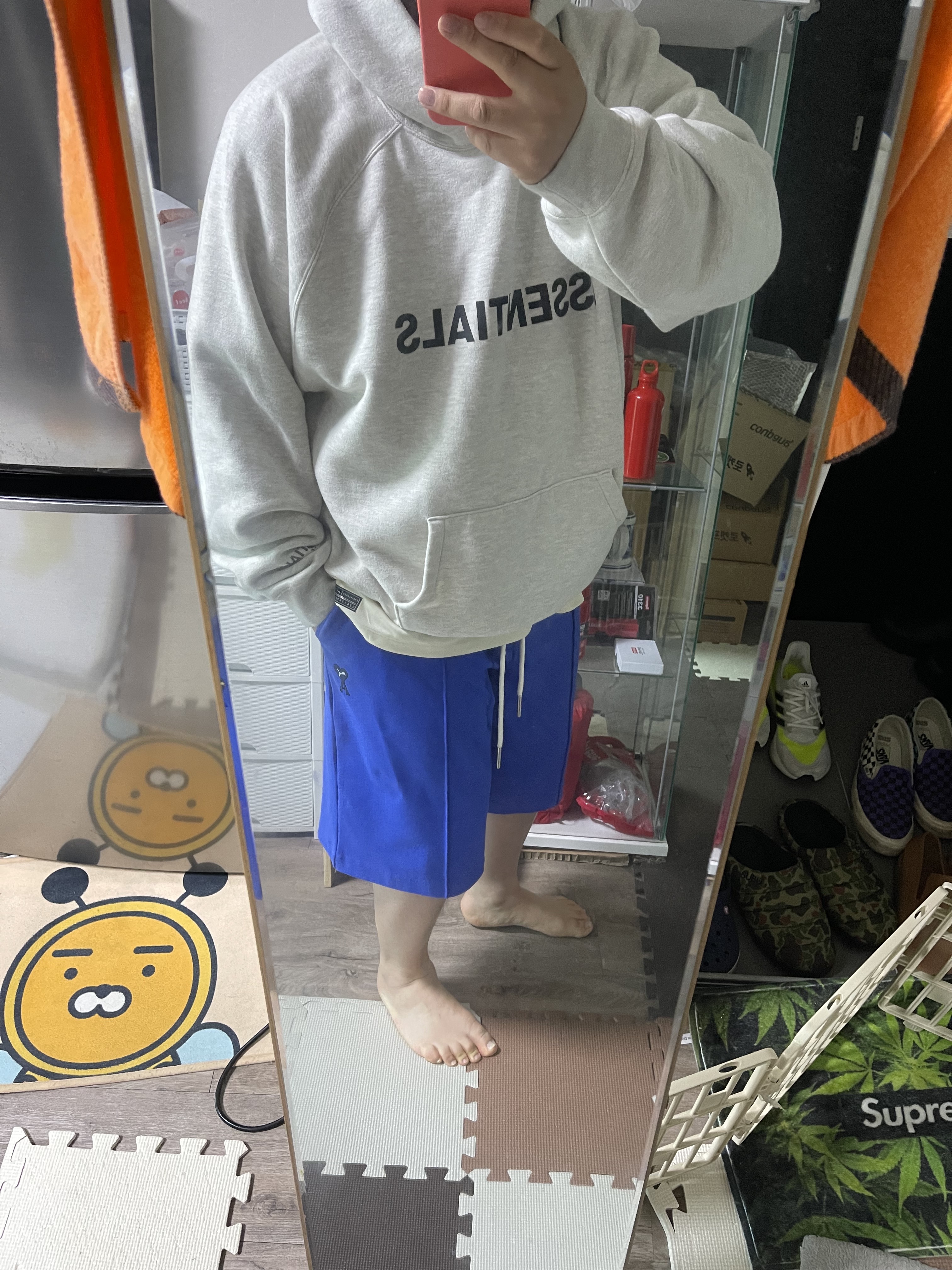 Essentials 3D Silicon Applique Pullover Hoodie Oatmeal/Oatmeal Heather/Light Heather Oatmeal 2020 착용 스타일 - 1