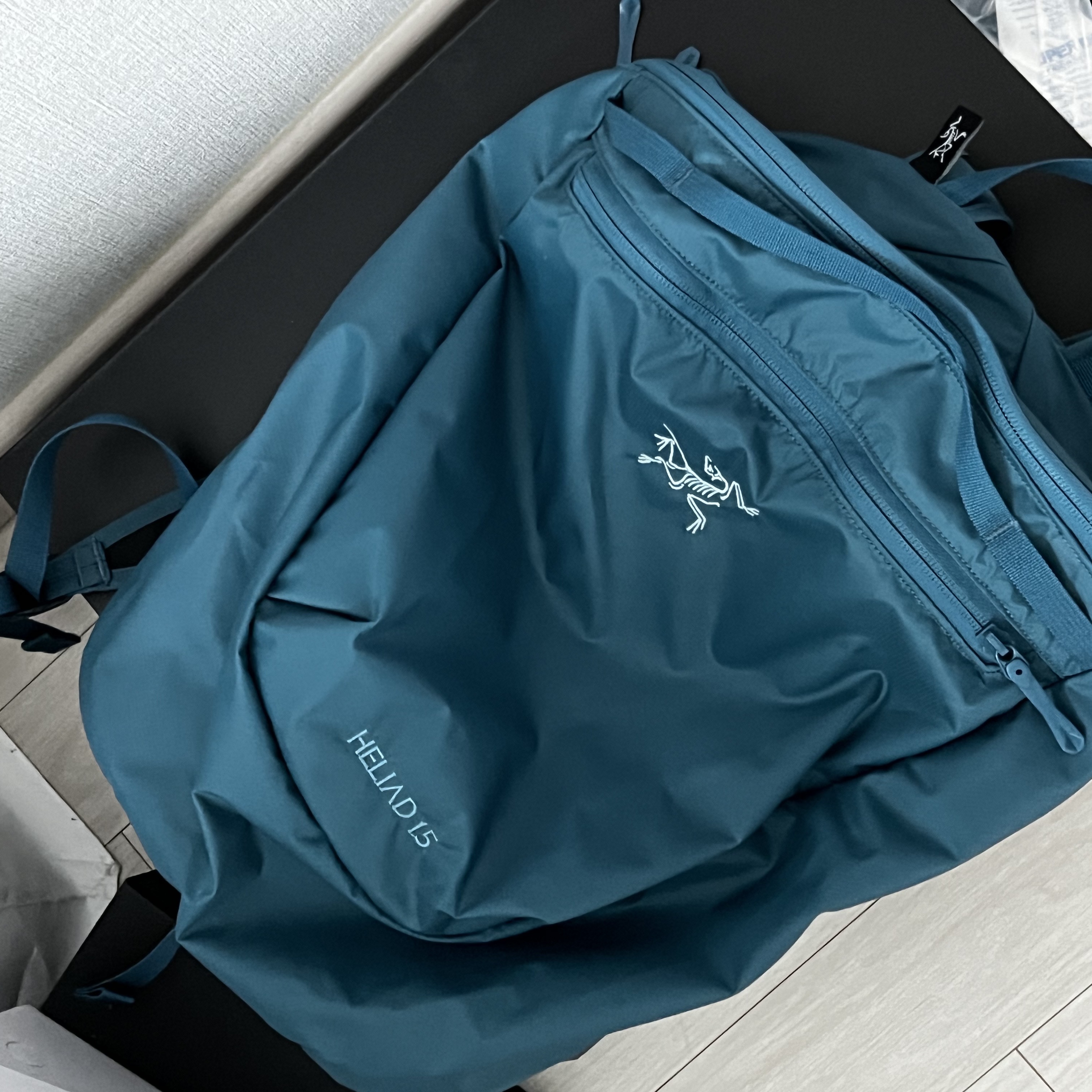 Arc'teryx Heliad 15 Backpack Serene 착용 스타일