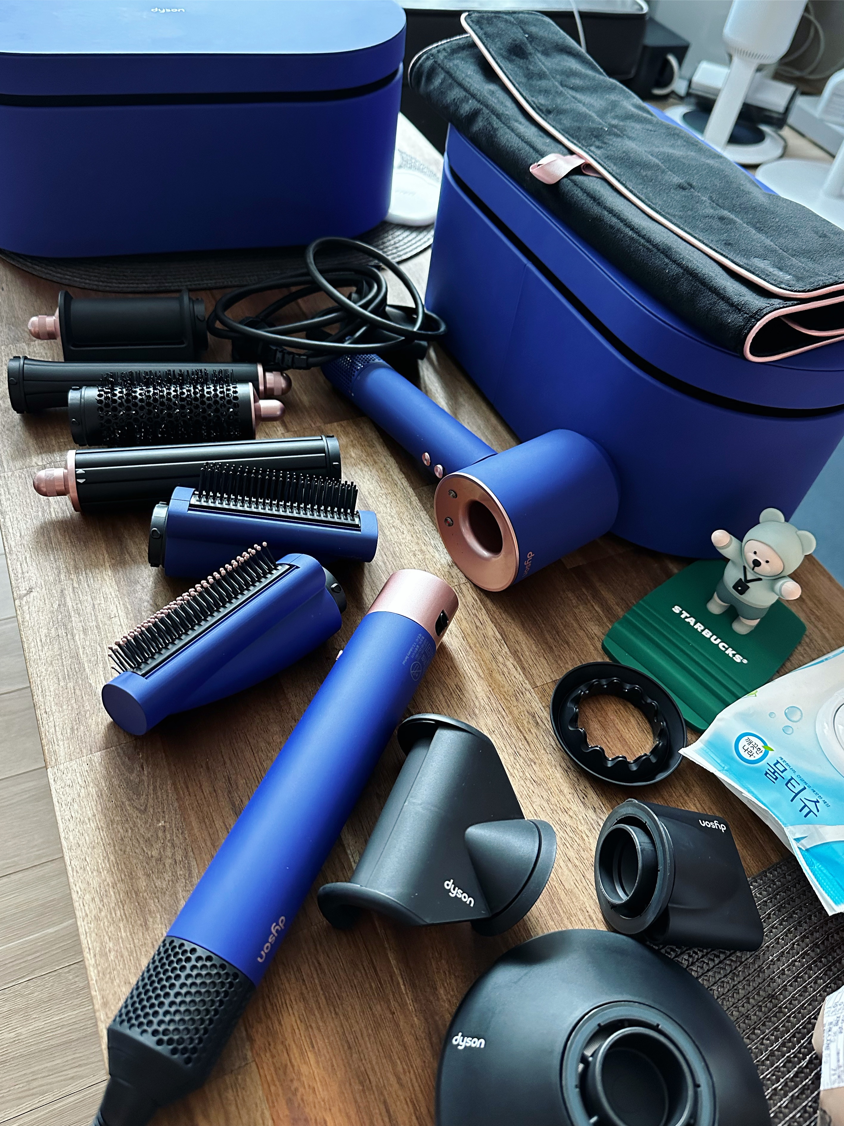 Dyson Airwrap Multi Styler Complete Long Vinca Blue Rose (Korean Ver.), Dyson Supersonic Hair Dryer Vinca Blue Rose (Korean Ver.) 착용 스타일